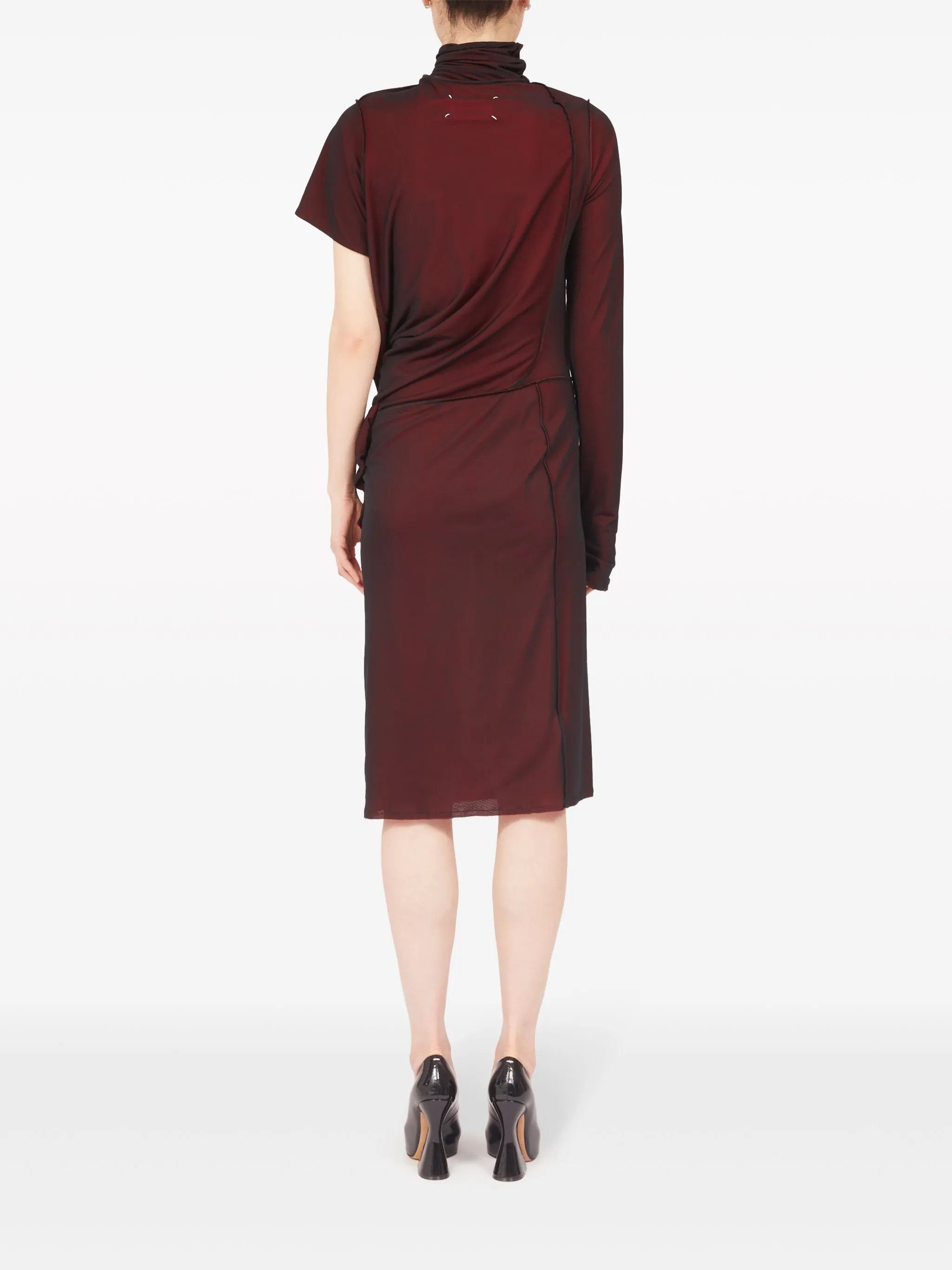 Maison Margiela o1y0625 Midi Dress in Burgundy Size S / US 4 / IT 40 - 4 Thumbnail