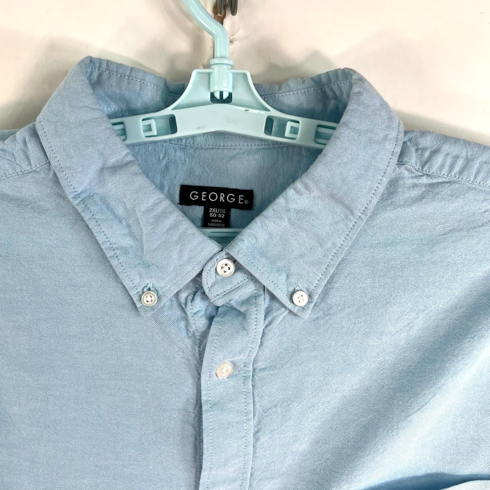 George GEORGE Button-Down Shirt Mens 2XL Blue Cotton Pockets Classic Size US XXL / EU 58 / 5 - 2 Thumbnail