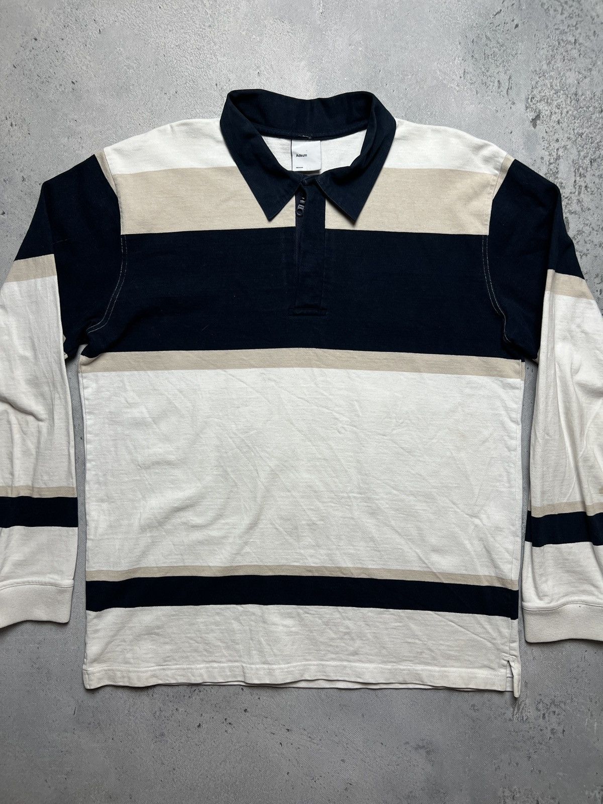 Adsum Adsum Striped Cotton Jersey 1/4 Half-Zip Rugby Shirt y2k lux Size US M / EU 48-50 / 2 - 7 Thumbnail