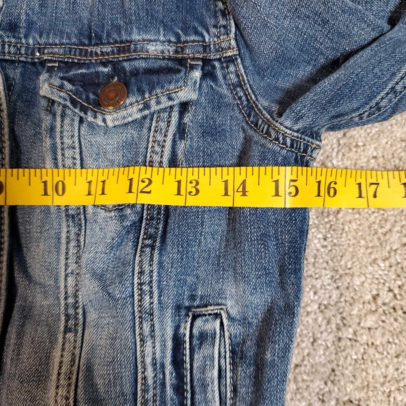 American Eagle Outfitters VINTAGE American Eagle Denim Jacket Womens Small PS Blue Jean Distressed Trucker Size 28" / US 6 / IT 42 - 5 Thumbnail