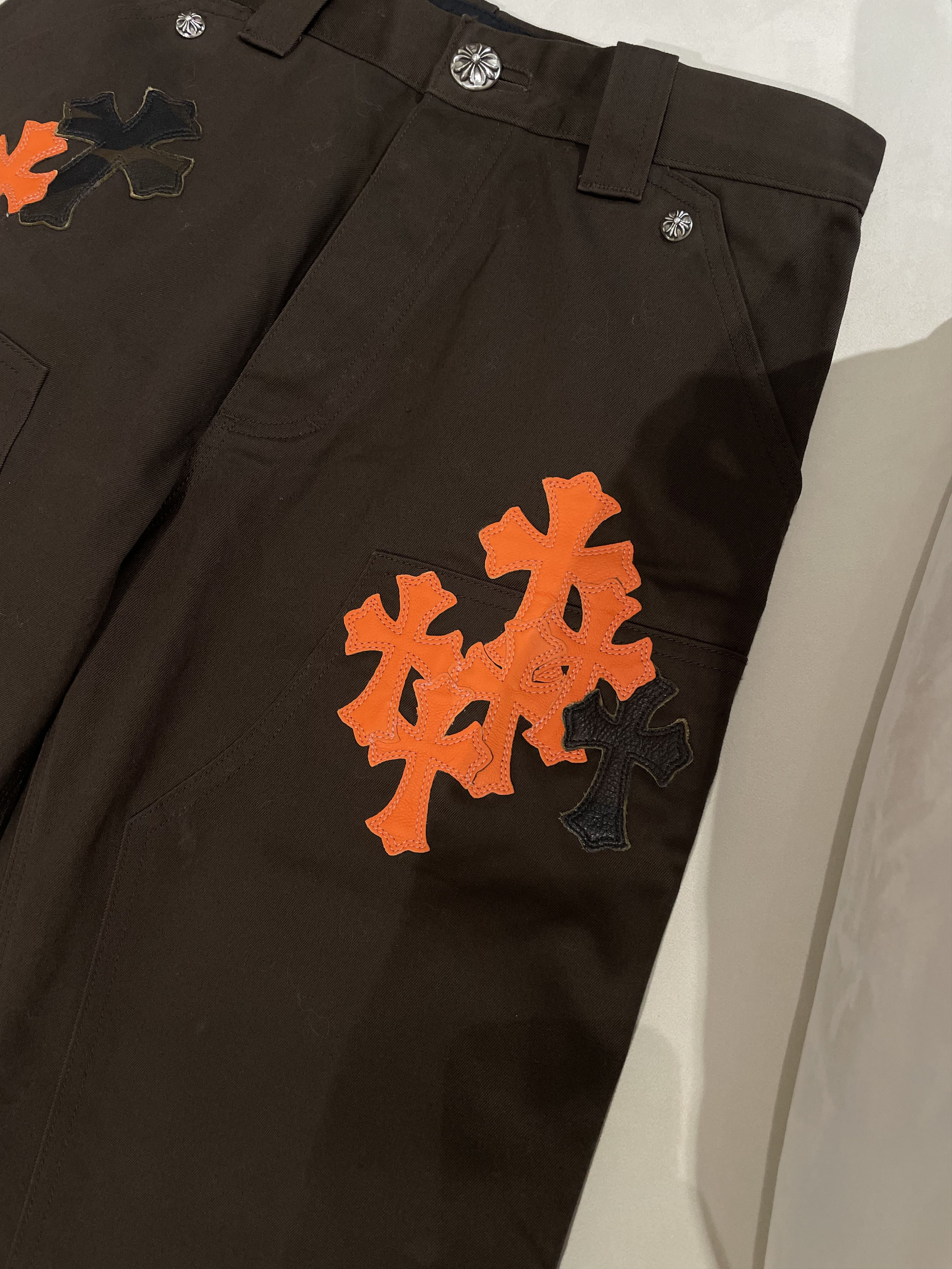 Chrome Hearts Chrome Hearts Brown Orange Cross Patch Carpenter Pants Size US 32 / EU 48 - 3 Thumbnail