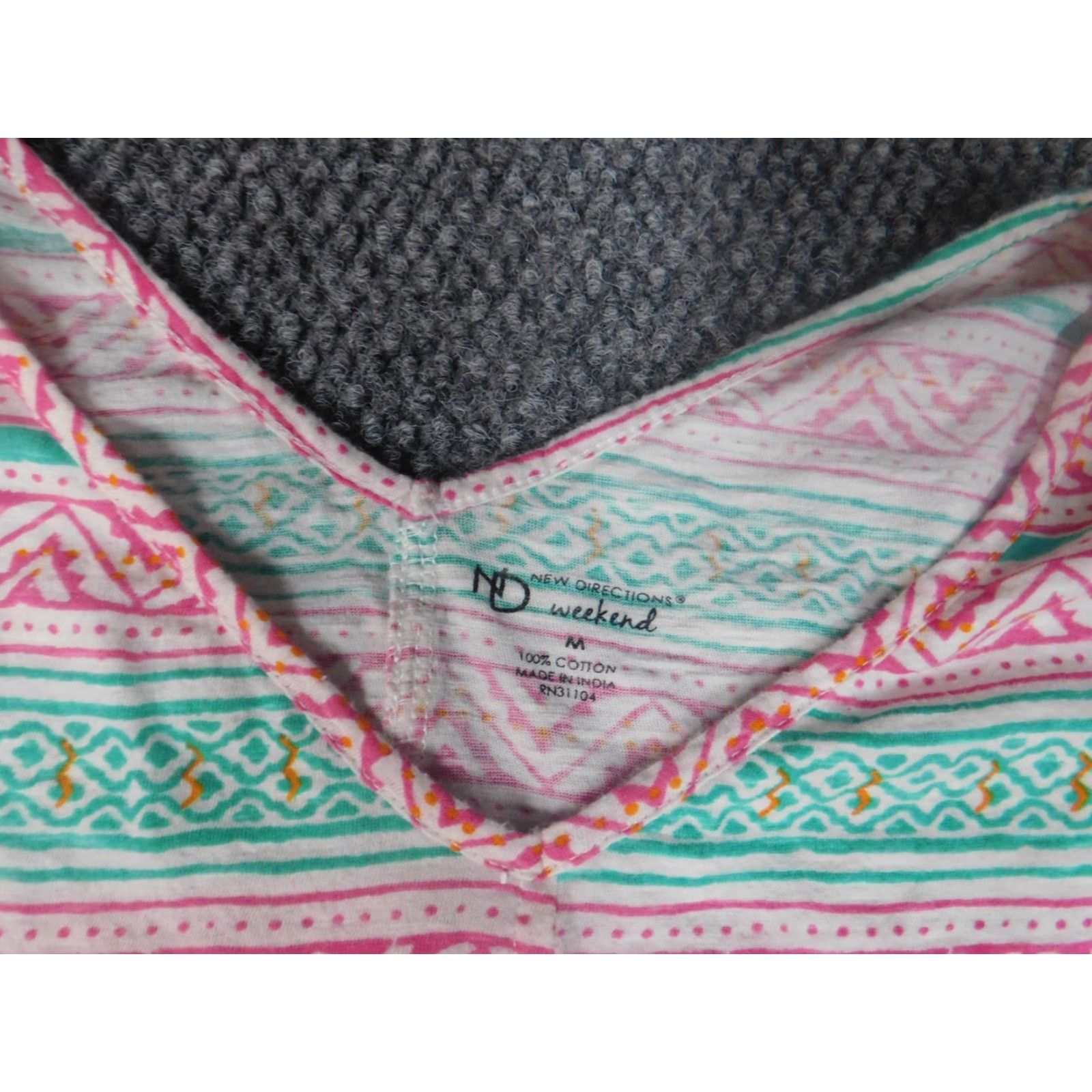 Pinko New Directions Shirt Women Medium Pink Striped V-Neck Short Sleeve Pullover Casual T-Shirt Vintage No Size M / US 6-8 / IT 42-44 - 5 Thumbnail