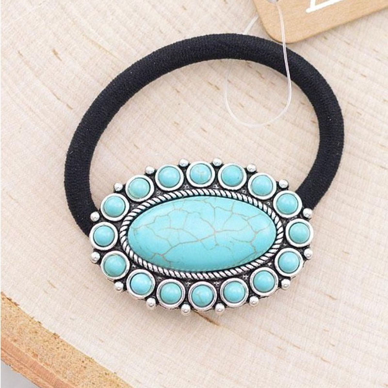 Tibi Western Turquoise Ponytail Holder NWT Size ONE SIZE - 1 Thumbnail