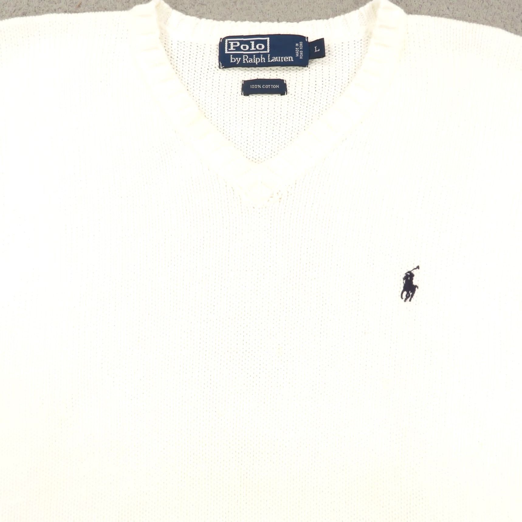 Polo Ralph Lauren VTG Polo Ralph Lauren Sweater Vest Mens L White Crew Neck Cotton Knit 90s Navy Pony Rib Polo Ralph Lauren 90s Designer Horse Size US L / EU 52-54 / 3 - 4 Thumbnail
