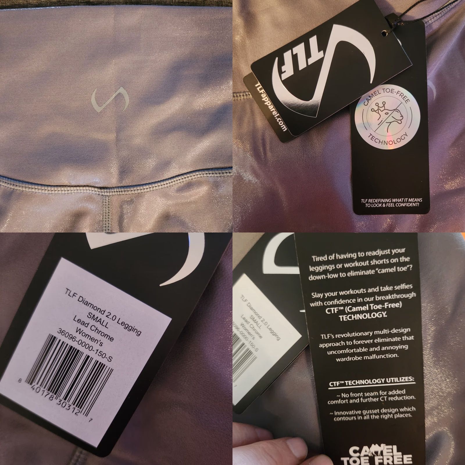 Vintage TLF Take Life Further Diamond 2.0 Leggings Womens Small Silver High Waisted New! Size 28" / US 6 / IT 42 - 8 Thumbnail
