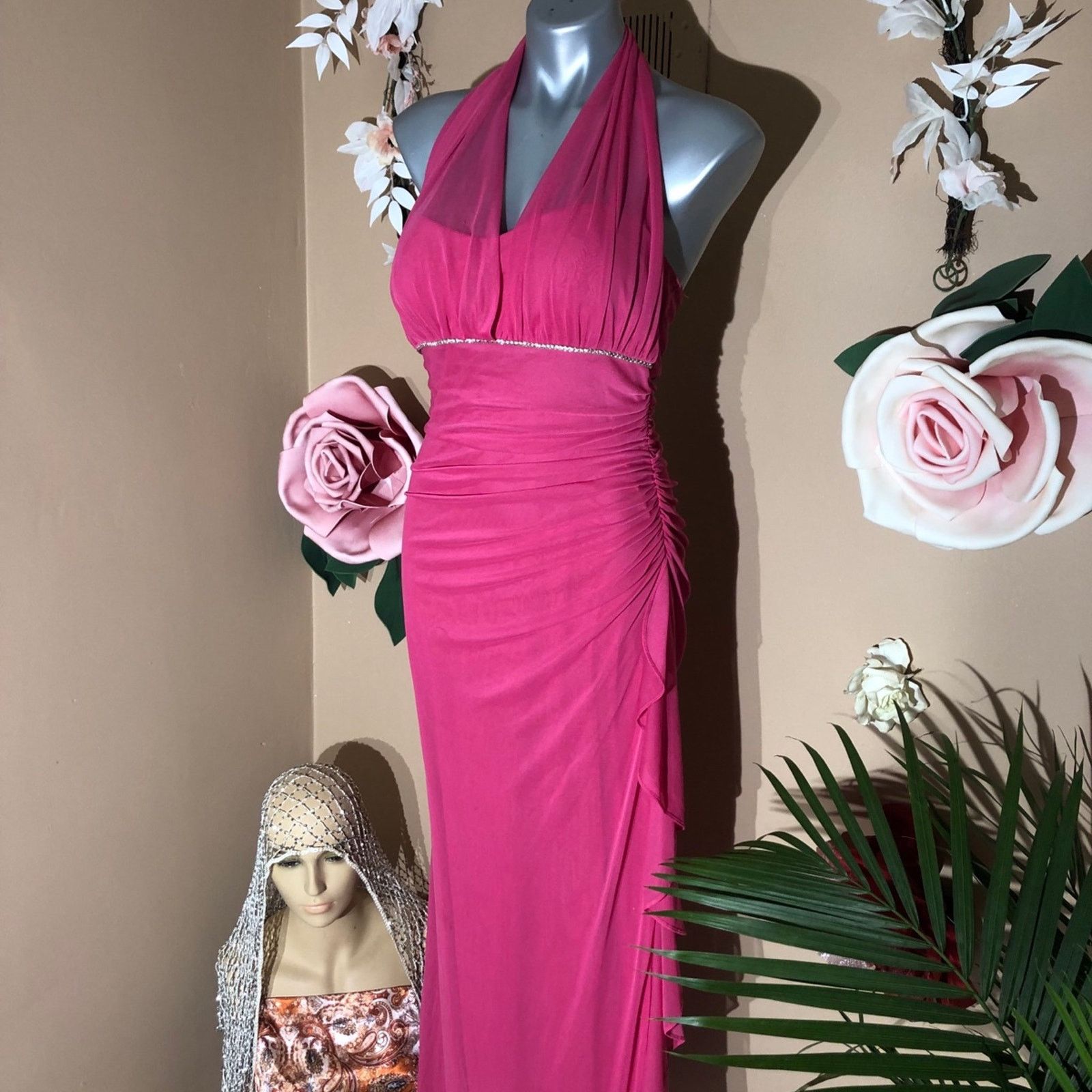 & Other Stories Pink halter rhinestones, ruffle, sheer Size L / US 10 / IT 46 - 5 Thumbnail
