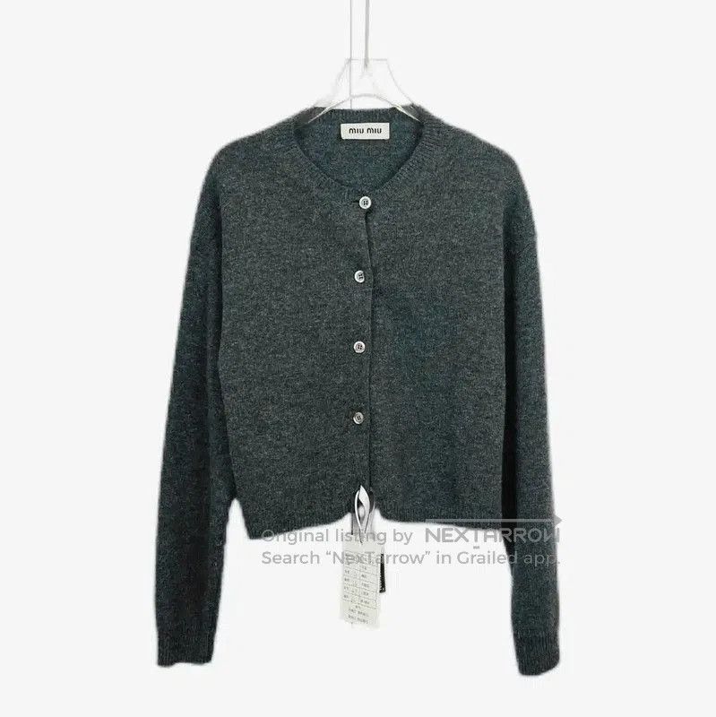 Miu Miu Miu Miu Gray Cotton Long Sleeve Sweater . Size M / US 6-8 / IT 42-44 - 1 Thumbnail