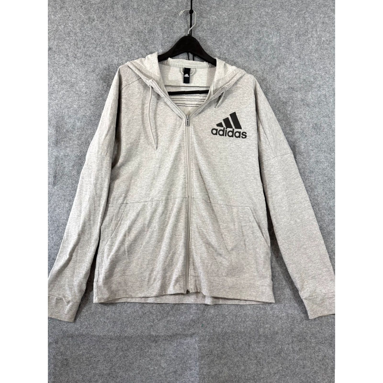 Adidas Adidas Hoodie Mens L Heather Gray Full Zip Raglan Sleeve Outdoor Performance Pockets Size US L / EU 52-54 / 3 - 3 Thumbnail