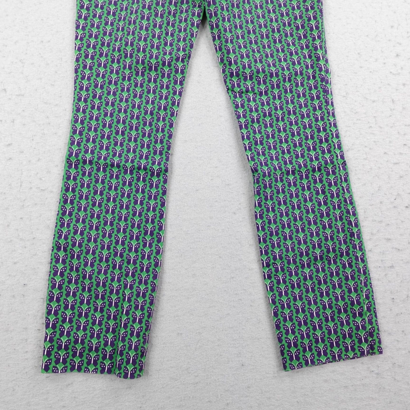 Anthropologie VINTAGE Anthropologie Pants Womens 2 Green Purple Butterfly Print Essential Slim Trouser Size 26" / US 2 / IT 38 - 6 Thumbnail