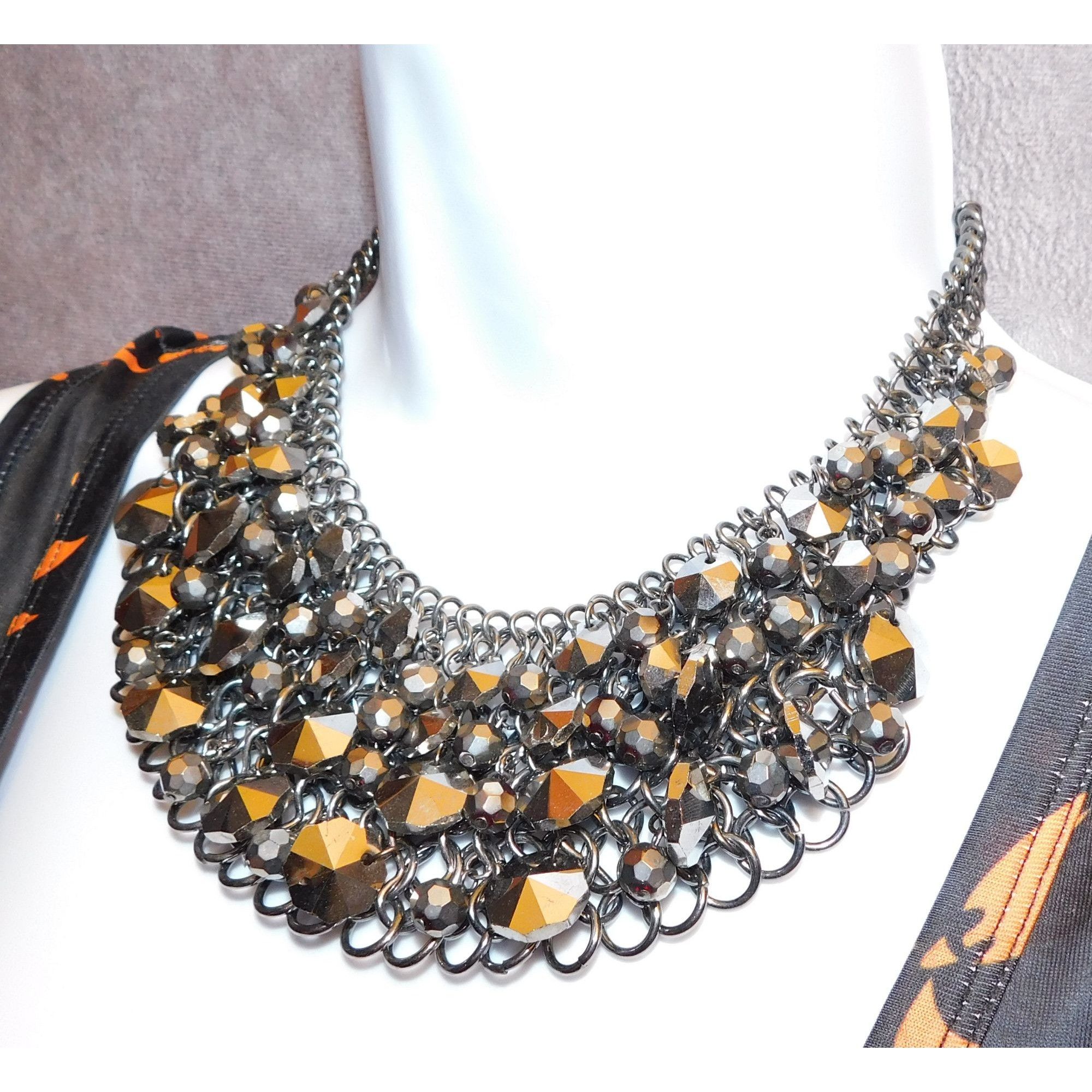 Other Glam Goth Sparkly Gemmed Bib Statement Necklace Size ONE SIZE - 4 Thumbnail