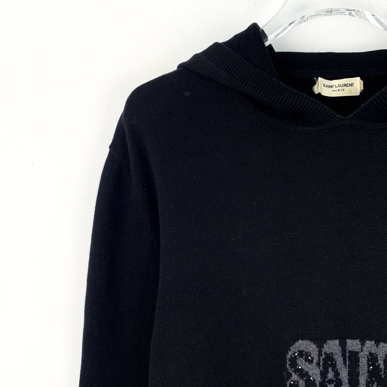Saint Laurent Paris HW0427 Yves Saint laurent black beaded cotton hoodie Size M / US 6-8 / IT 42-44 - 3 Thumbnail