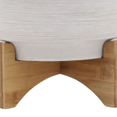 Designer × Homemade CERAMIC 10" PLANTER ON WOODEN STAND, GRAY Size US L / EU 52-54 / 3 - 8 Thumbnail
