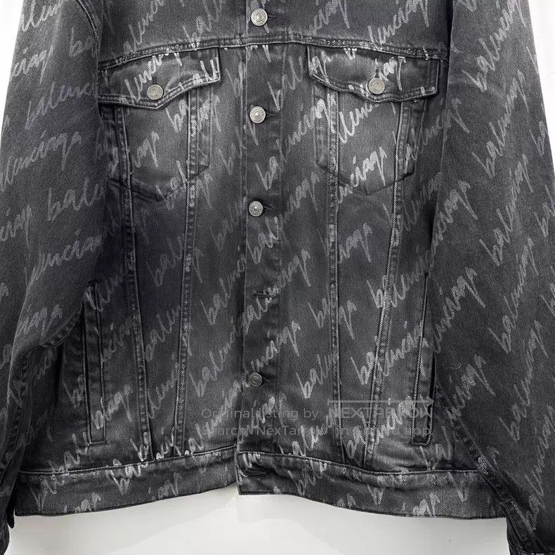 Balenciaga Balenciaga Logo Barrage Printed Oversized Denim Jacket Size US M / EU 48-50 / 2 - 4 Thumbnail