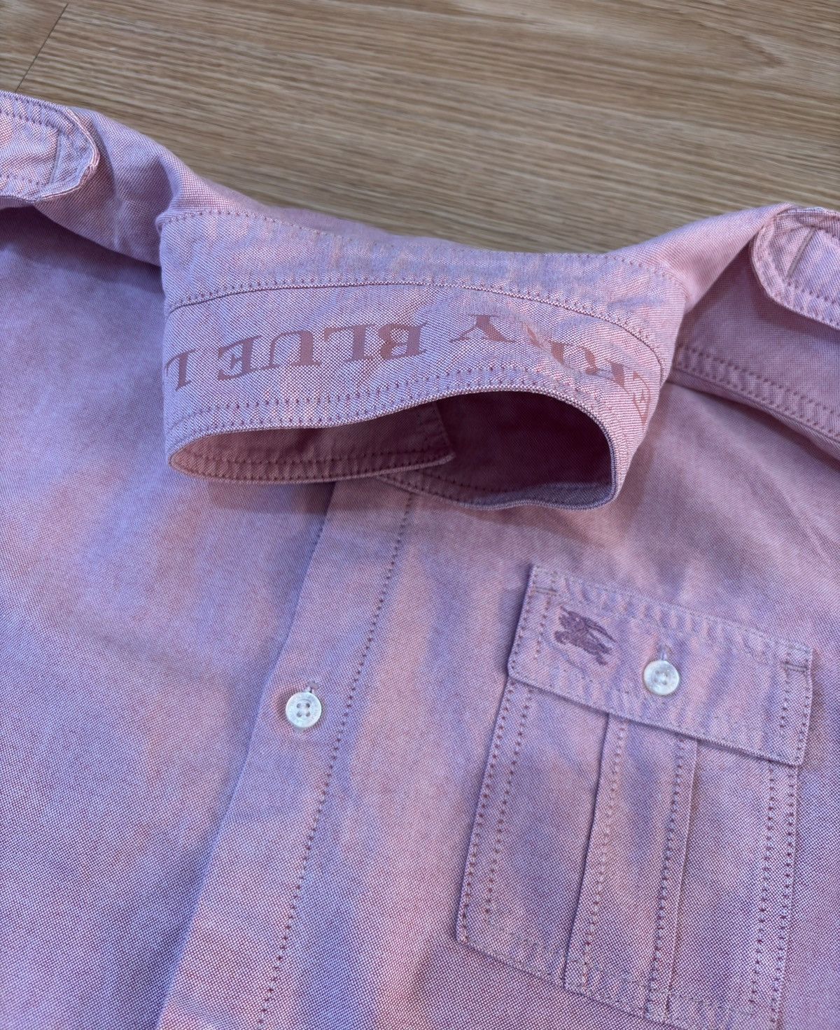 Burberry Burberry Mens Oxford Light Pink Blue Label Long Sleeve Size 38L - 9 Thumbnail