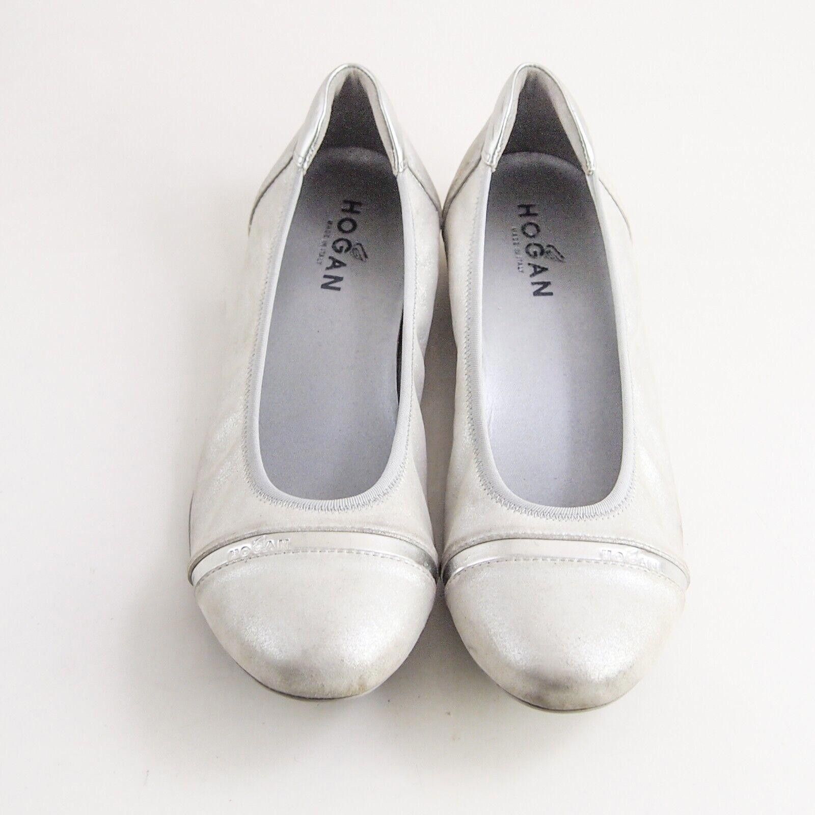 Hogan Hogan Ballet Flats Silver Gray Leather Suede EU 38.5 US 8.5 Size US 8.5 / IT 38.5 - 1 Thumbnail