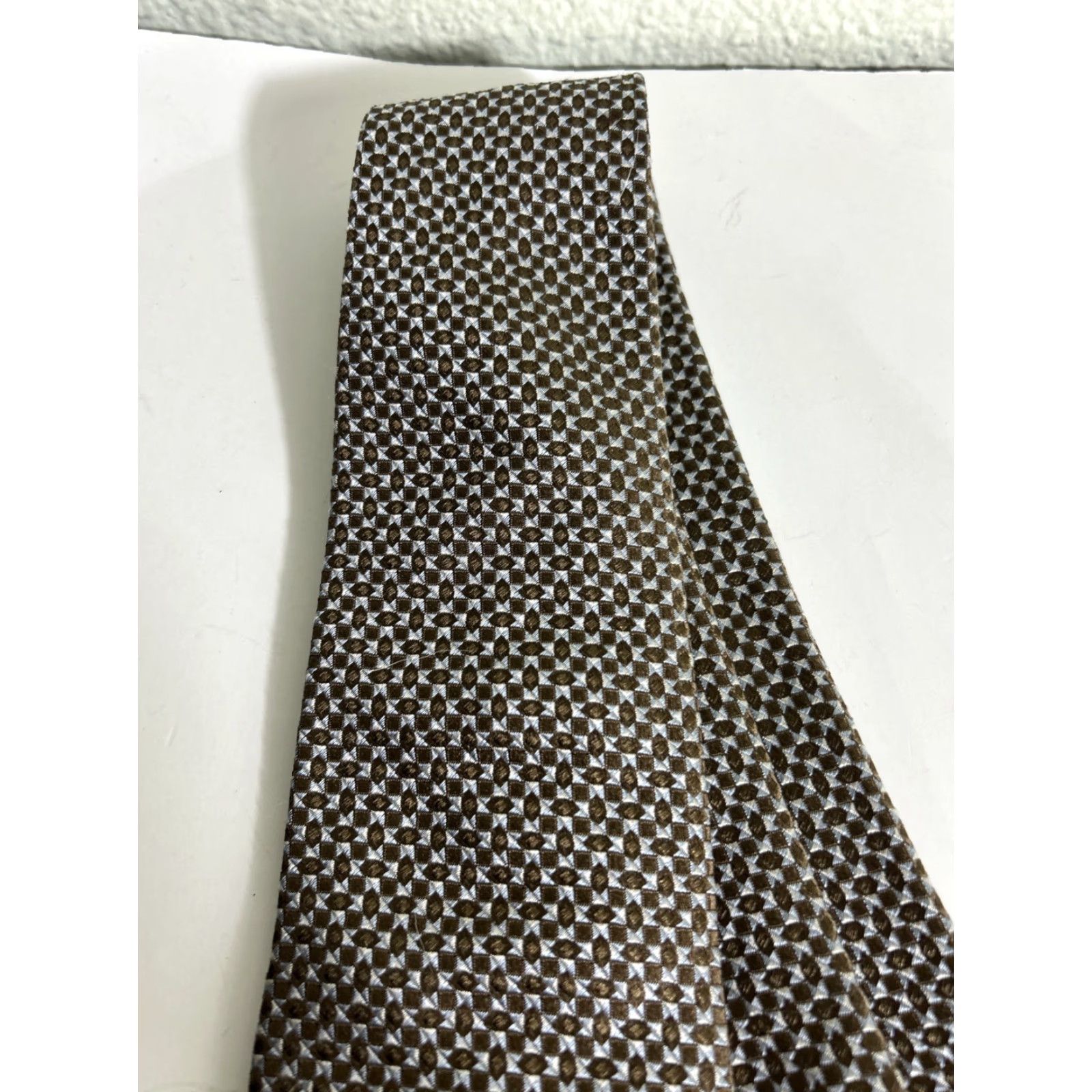 Hugo Boss HUGO BOSS Necktie Blue Brown Geometric Design Viscose Acetate Men Tie Size ONE SIZE - 4 Thumbnail