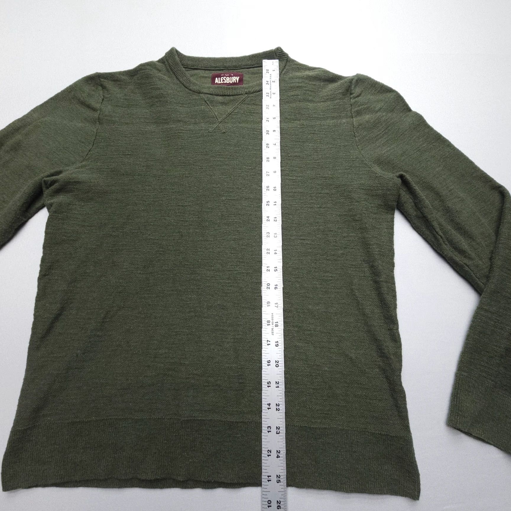 Vintage Alesbury Mens Sweater Crewneck Pullover Knit Long Sleeve 100% Cotton Green Solid Large Size US L / EU 52-54 / 3 - 4 Thumbnail