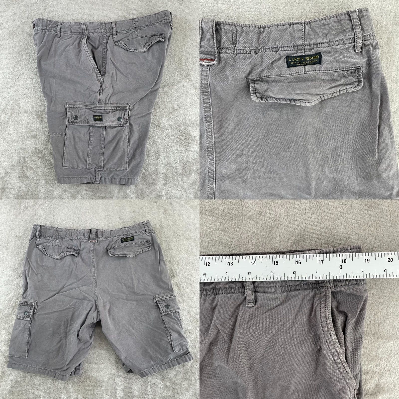 Lucky Brand Lucky Brand Cargo Shorts Men 36 Grey Army Military Surplus Utility Cargo Pocket Regular Cotton Canvas Short Size US 36 / EU 52 - 8 Thumbnail