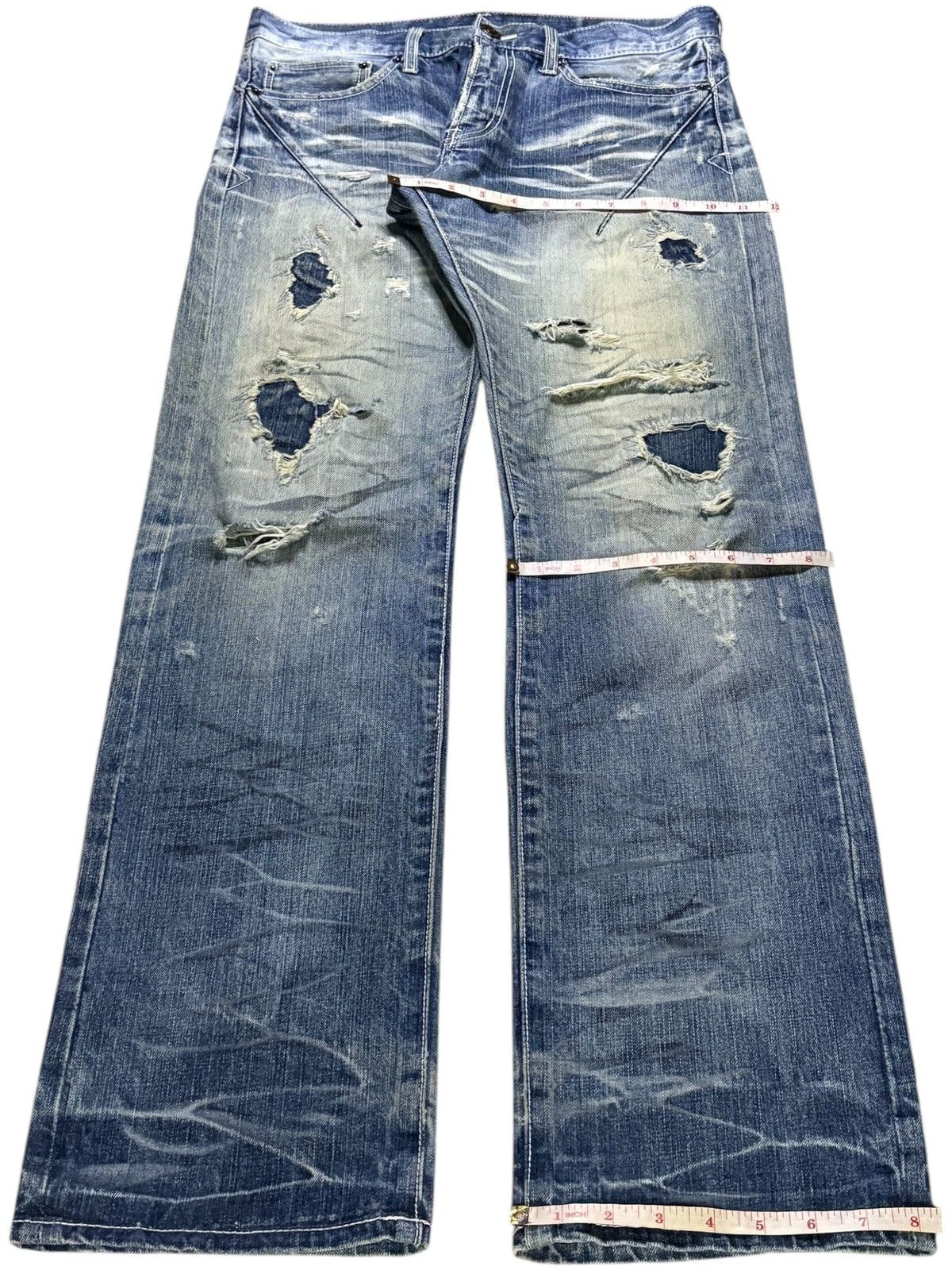 semanticdesign Vintage Semantic Design Patchwork Mud Wash Baggy Jeans Size US 32 / EU 48 - 17 Thumbnail