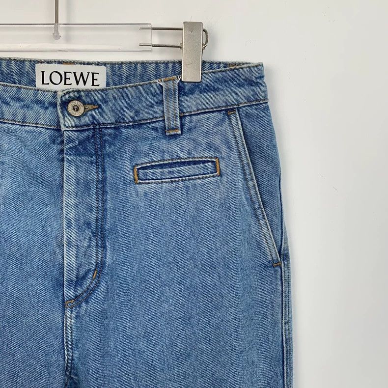 Loewe Loewe Blue logo leather roll edge straight leg jeans Size 30" / US 8 / IT 44 - 3 Thumbnail