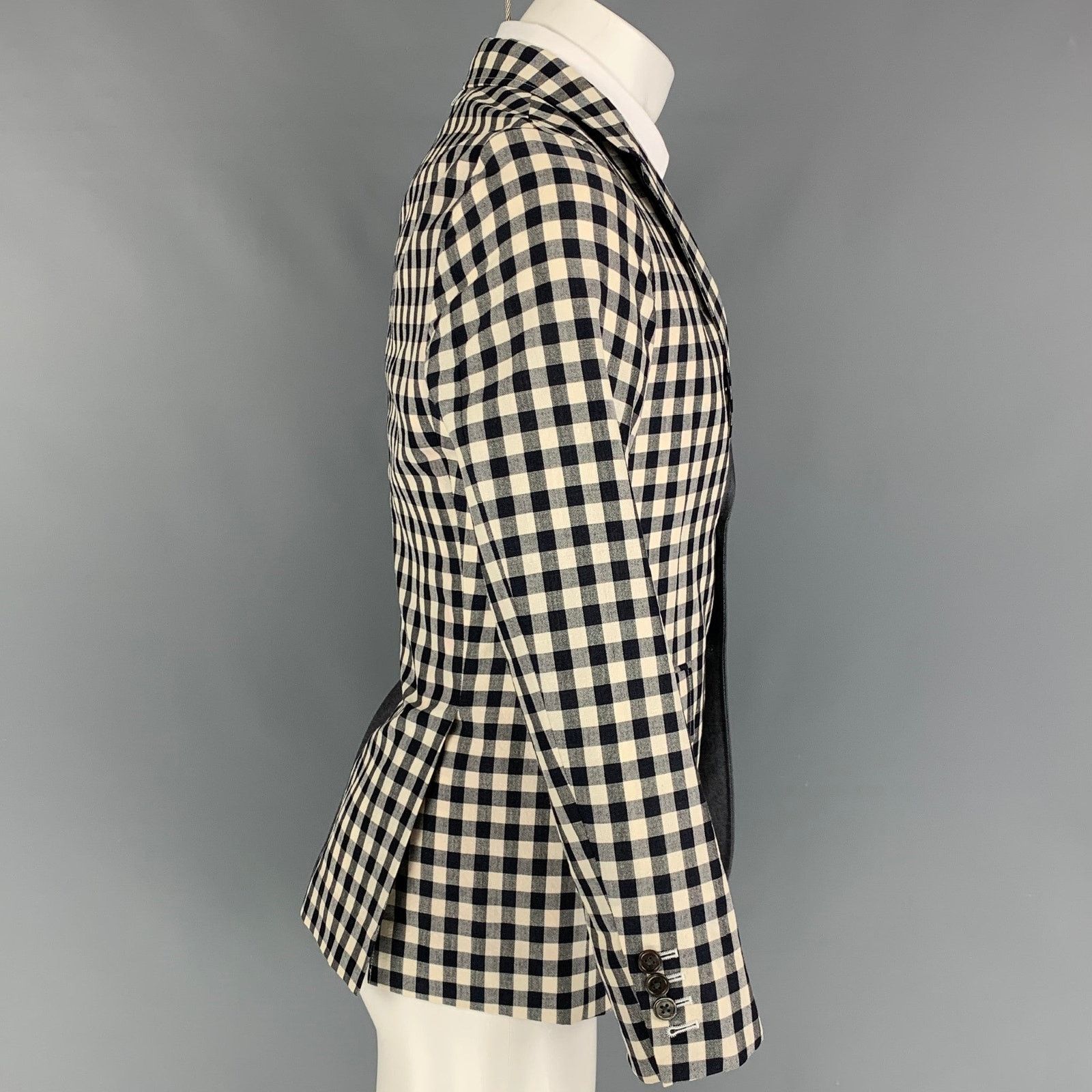 Thom Browne Size 38 Navy Red Checkered Wool Blend Notch Lapel Sport Coat Size 38R - 2 Thumbnail