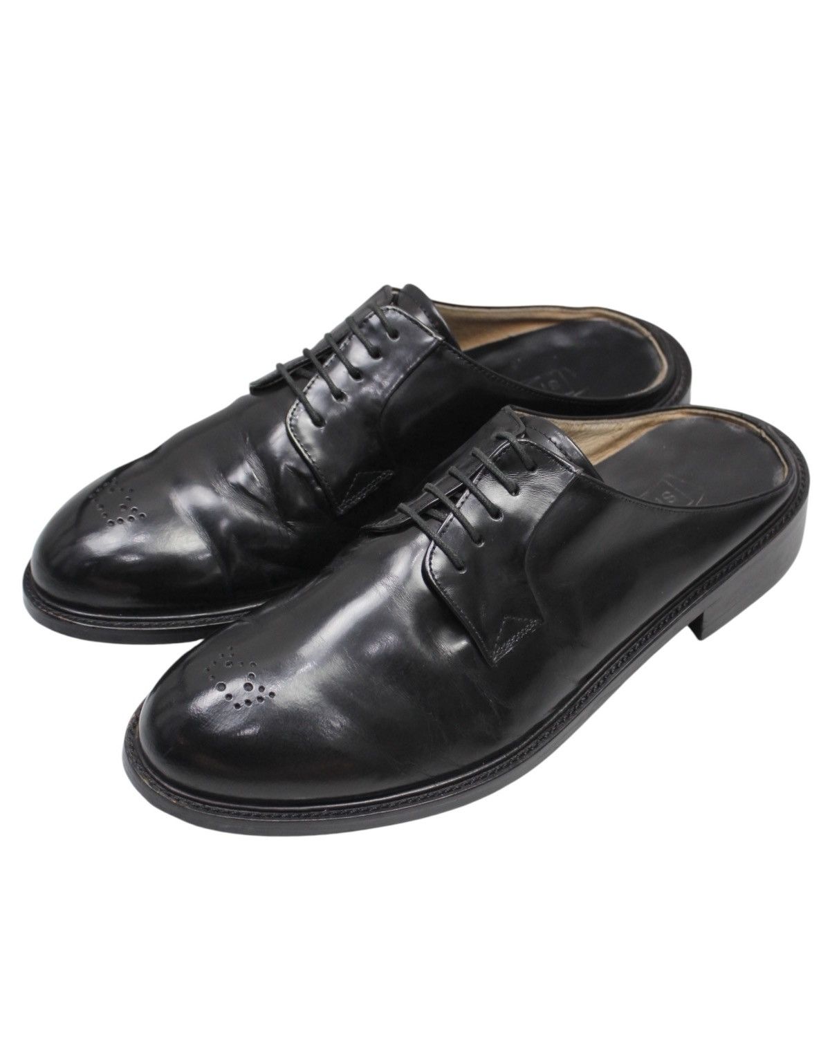 Japanese Brand 2000S SI HAND MADE SHOES COLLECTION BLACK DERBY MULE Size US 9.5 / EU 42-43 - 6 Thumbnail