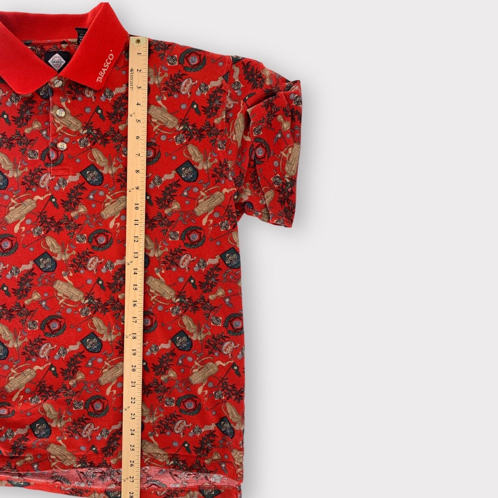 Tabasco Vintage Tabasco Golf Polo Shirt Red All Over Print XL Size US XL / EU 56 / 4 - 11 Thumbnail