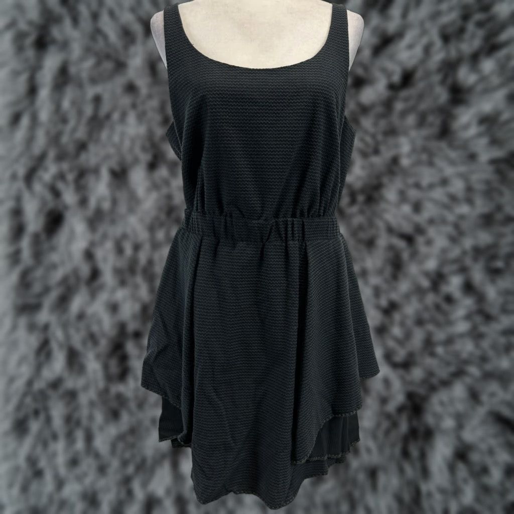 BCBGeneration BCBGeneration Dress Large Sleeveless Tie Back MSRP 58 Black Tank Layered Size L / US 10 / IT 46 - 1 Thumbnail