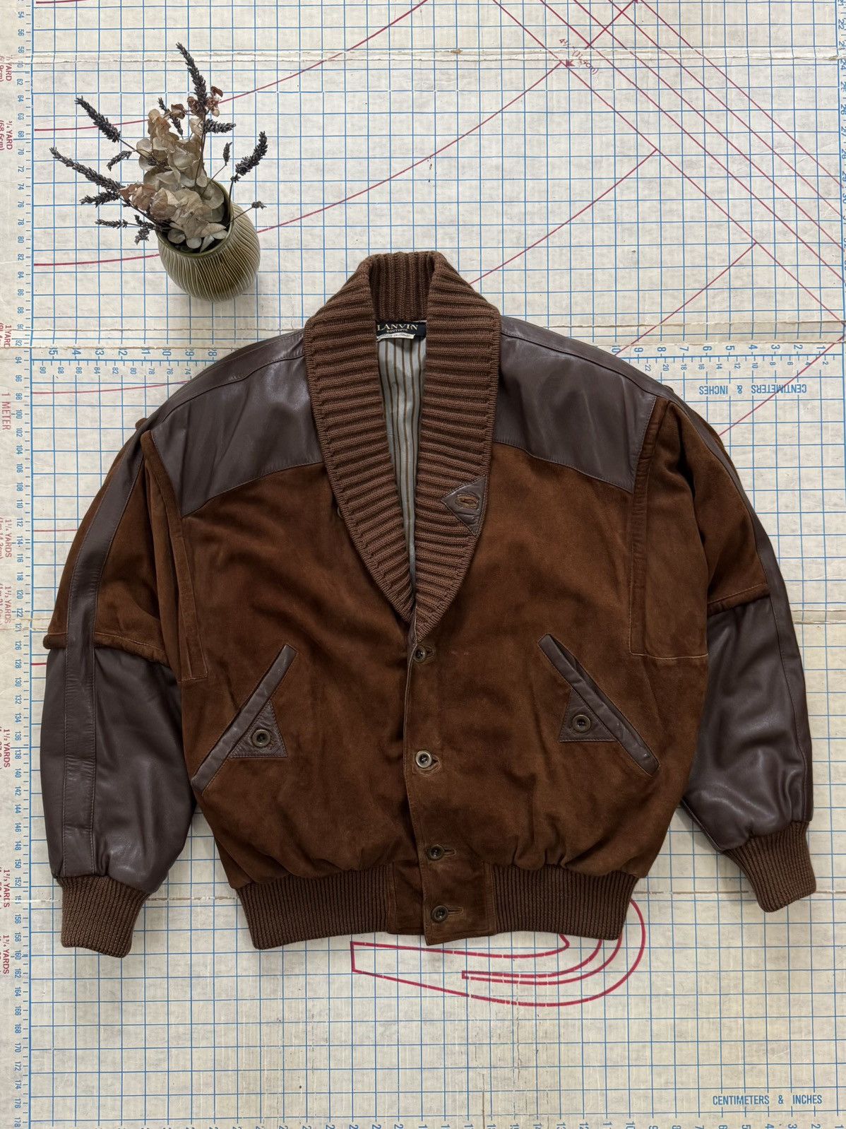 Designer × Lanvin × Vintage Vintage Lanvin Boutique Ovine Leather Shawl Collar Cardigan Size US XL / EU 56 / 4 - 3 Thumbnail