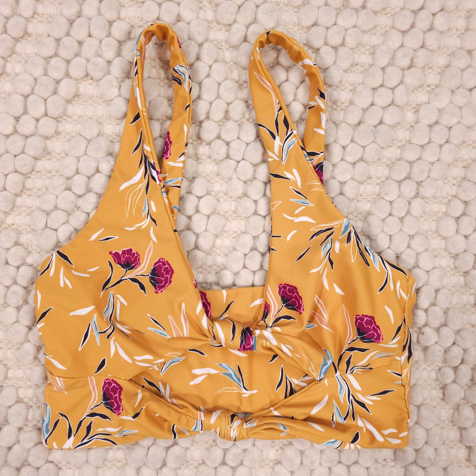 Beach Riot Beach Riot Bowie Sports Bra Golden Yellow Floral Sz Small Size ONE SIZE - 3 Thumbnail
