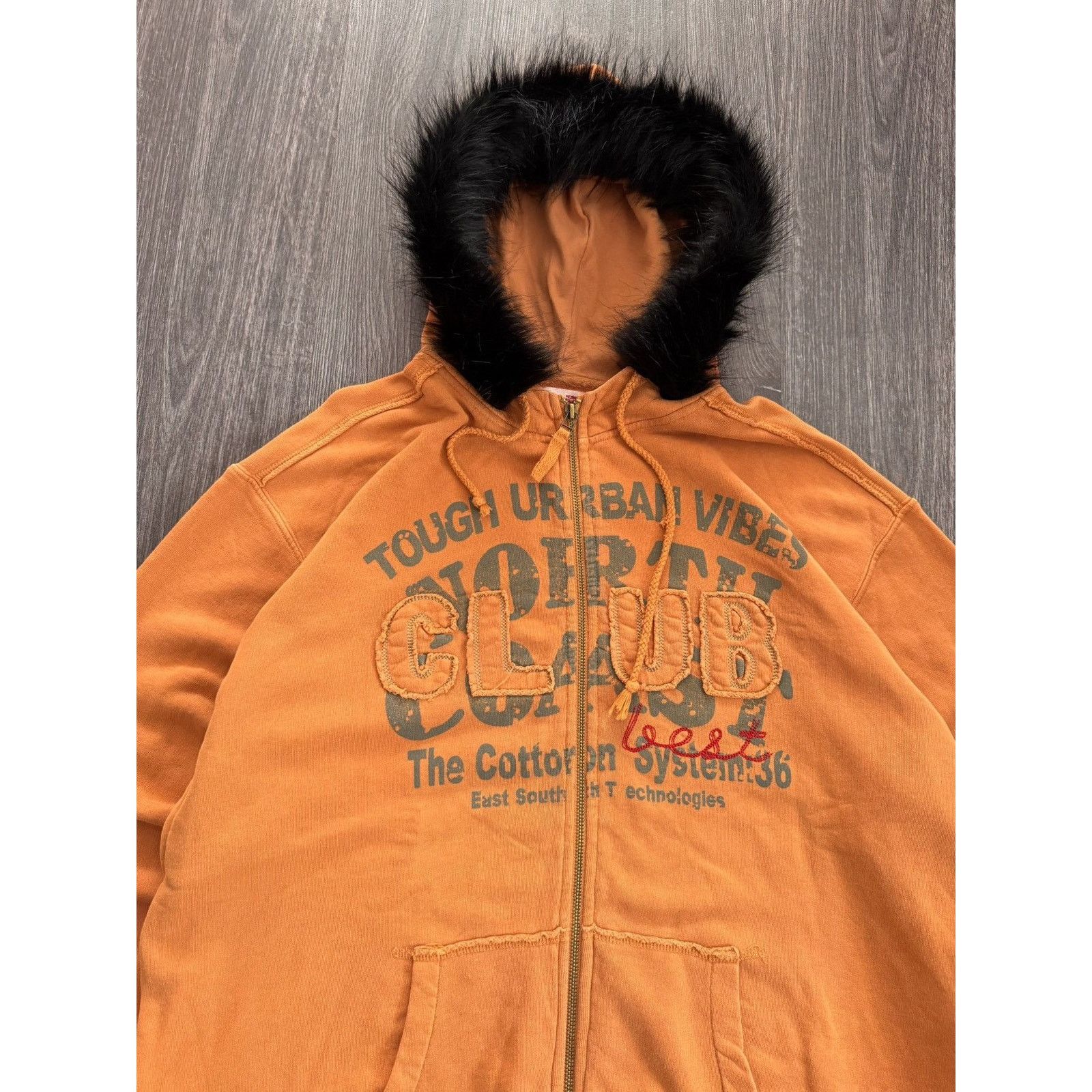 Vintage Y2K Vintage Orange Fur Zip Hoodie Size US XL / EU 56 / 4 - 3 Thumbnail