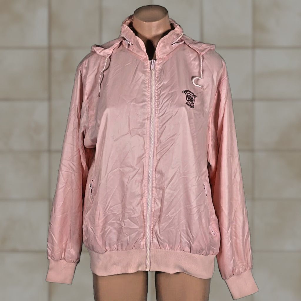 VINTAGE 90s La Mode CARLTON OAKS SAN DIEGO pink windbreaker Zip jacket L RARE Mens