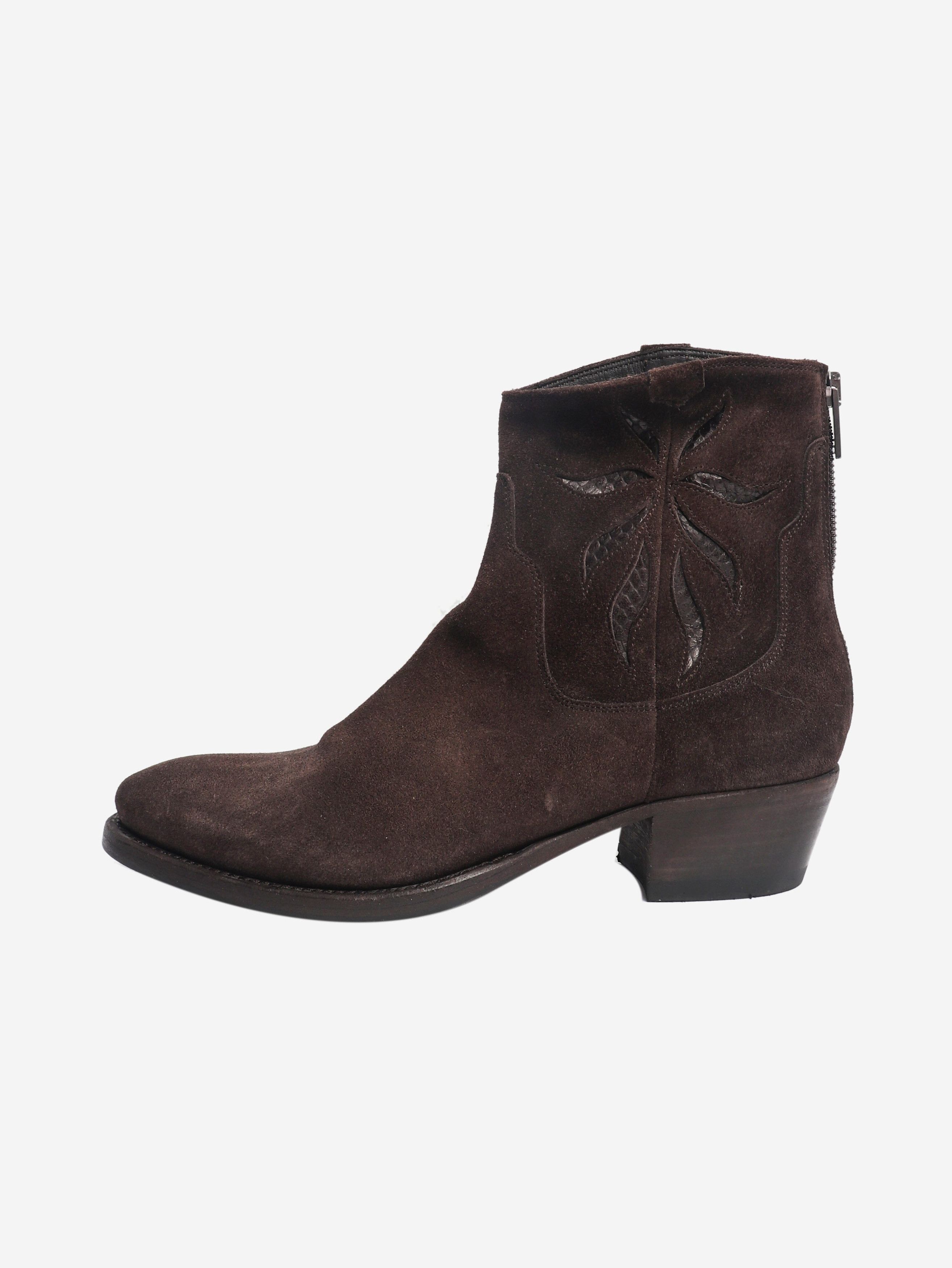 Pantanetti Dark chocolate western ankle boots - EU 37.5 Size US 6 / IT 36 - 1 Thumbnail