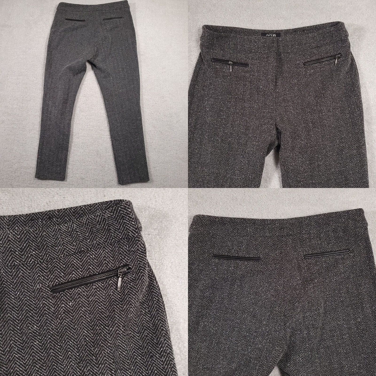 Apt. 9 Apt. 9 Womens Ankle Pants Size 12 Gray Chevron Zip Pockets Tapered Inseam 28 in Regular Carded Used Good Condition Size 34" / US 12 / IT 48 - 8 Thumbnail