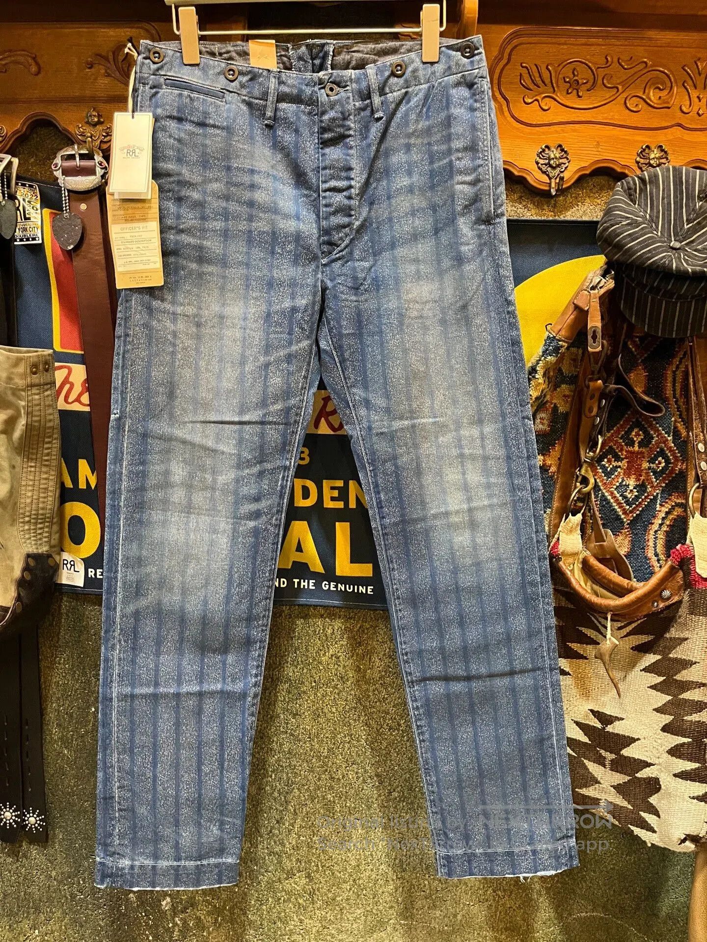 RRL Ralph Lauren blue striped cotton twill pants. Size US 31 - 1 Thumbnail