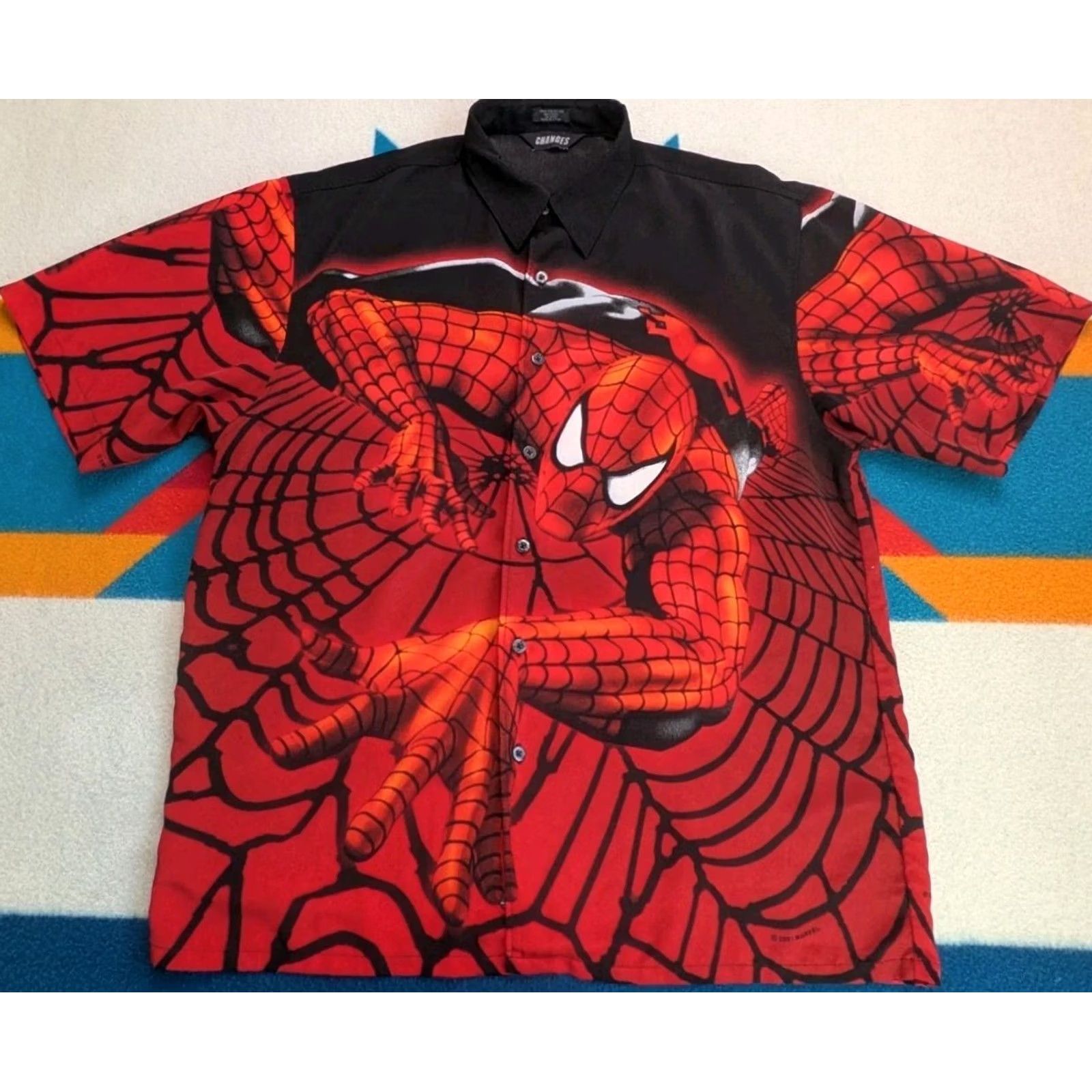 Changes VINTAGE Changes Spiderman Shirt Button Up All Over Print 2001 Marvel Comics XL Mens Size US XL / EU 56 / 4 - 2 Thumbnail