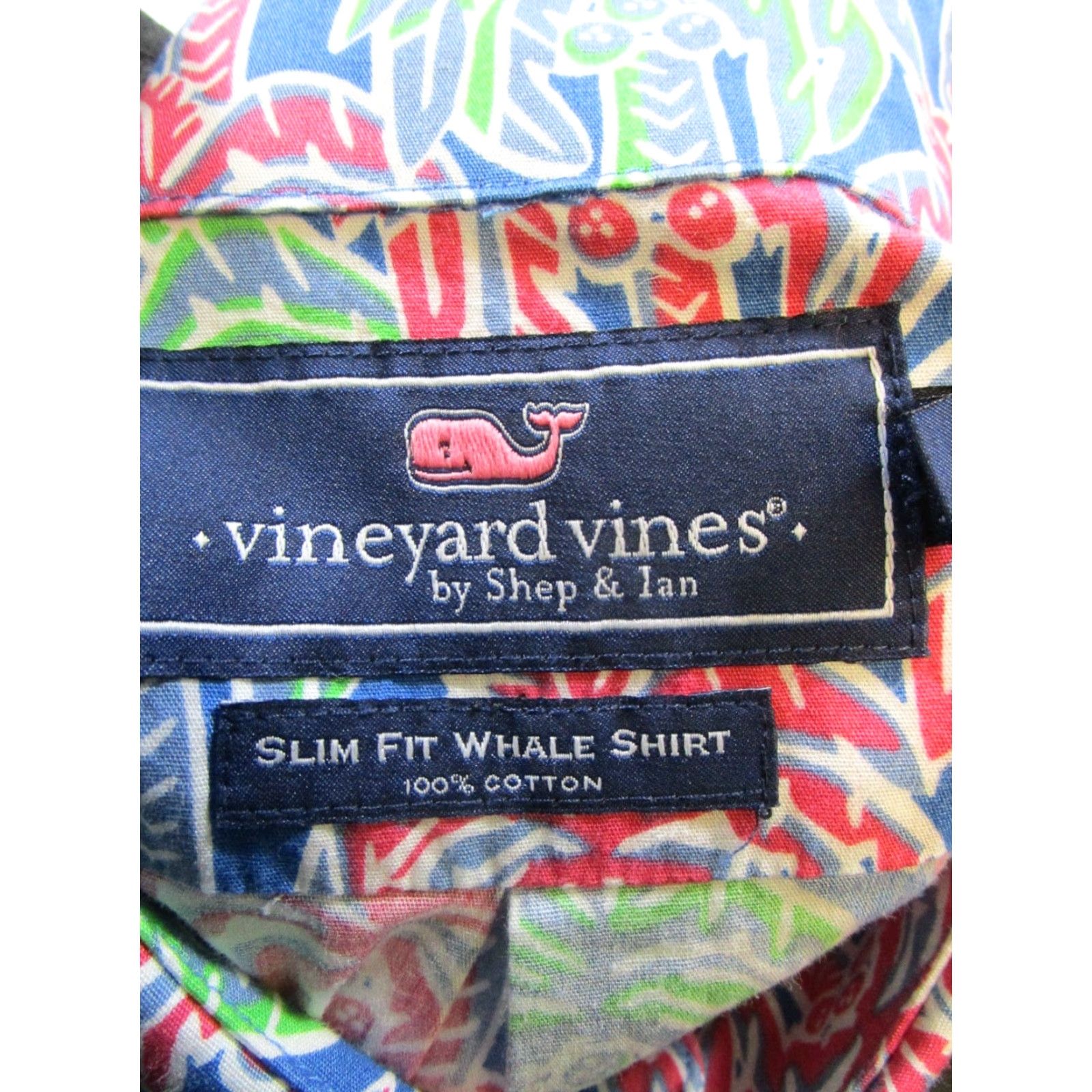 Vineyard Vines VINEYARD VINES Whale Shirt Mens Small Blue Red Green Cotton Button Up Shirt Size US S / EU 44-46 / 1 - 3 Thumbnail