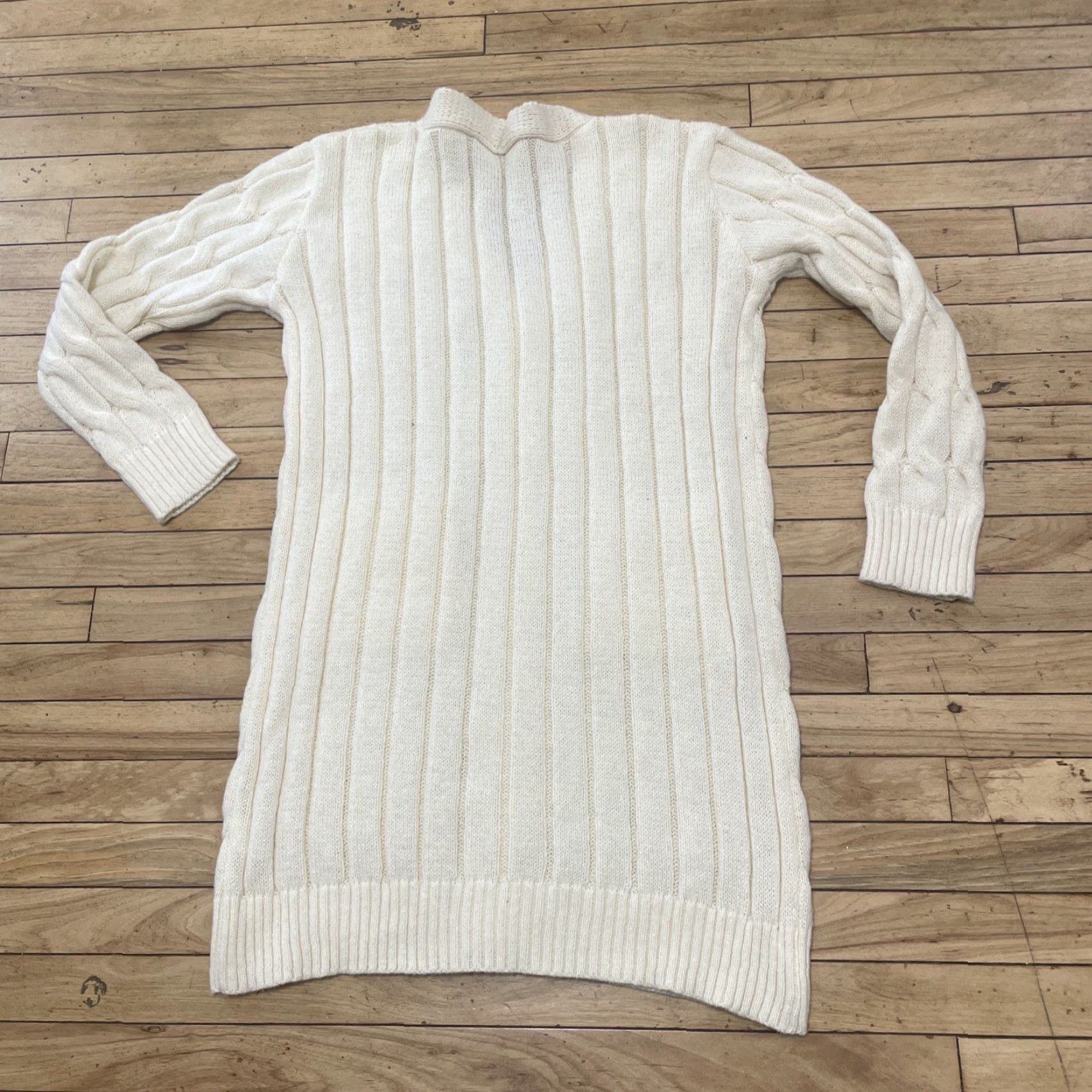 Vintage VINTAGE Cardigan Sweater Dress Women L Cream Old Money Minimal Button Front Chore Pocket 90s Knit Winter Fall Mens Womens Boys Girls Size L / US 10 / IT 46 - 2 Thumbnail
