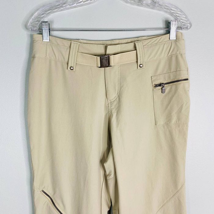 Athleta Pants 6 Beige Belted Cargo Zip Pockets Wide Leg Stretch