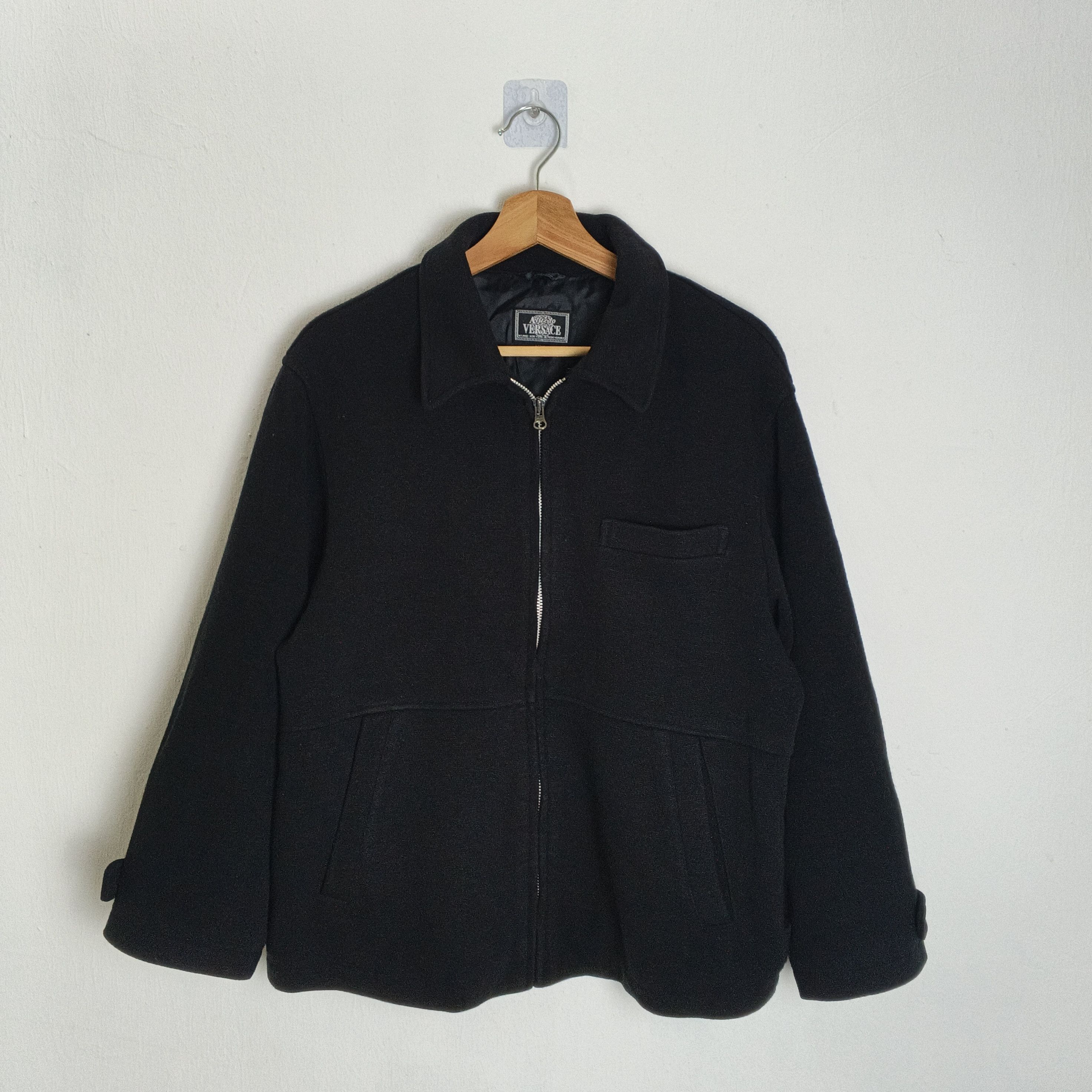 Versace RARE Vintage 90s Alfredo Versace Designer Wool Coat Size US L / EU 52-54 / 3 - 1 Thumbnail