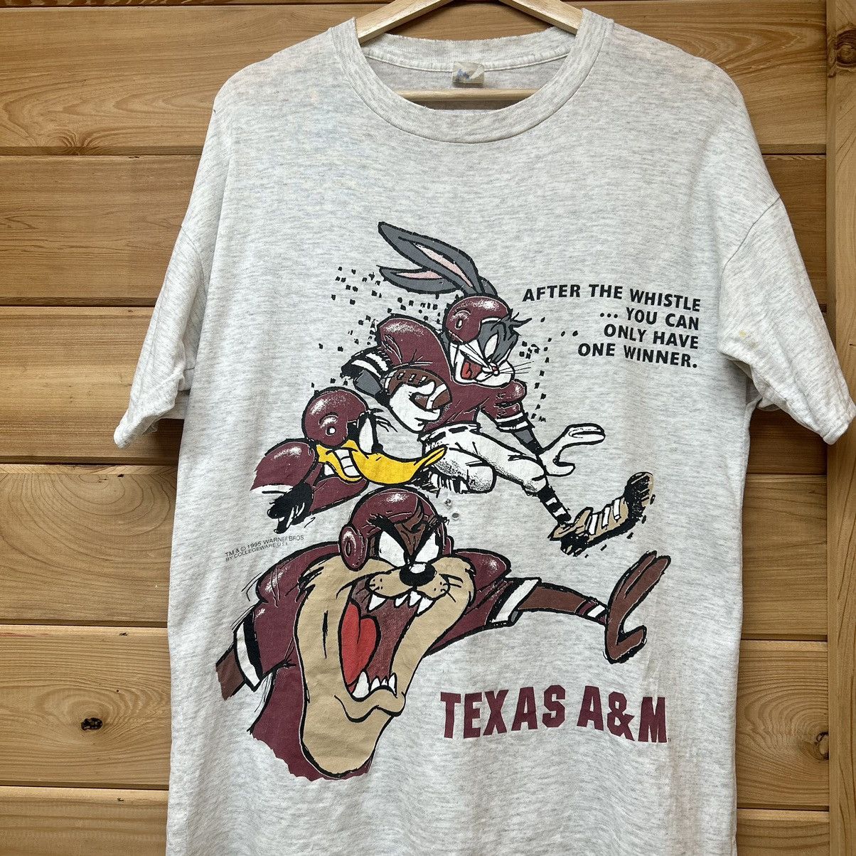 Vintage Vintage 90s Texas A&M Taz Looney Tunes Distressed T Shirt Size US L / EU 52-54 / 3 - 2 Thumbnail