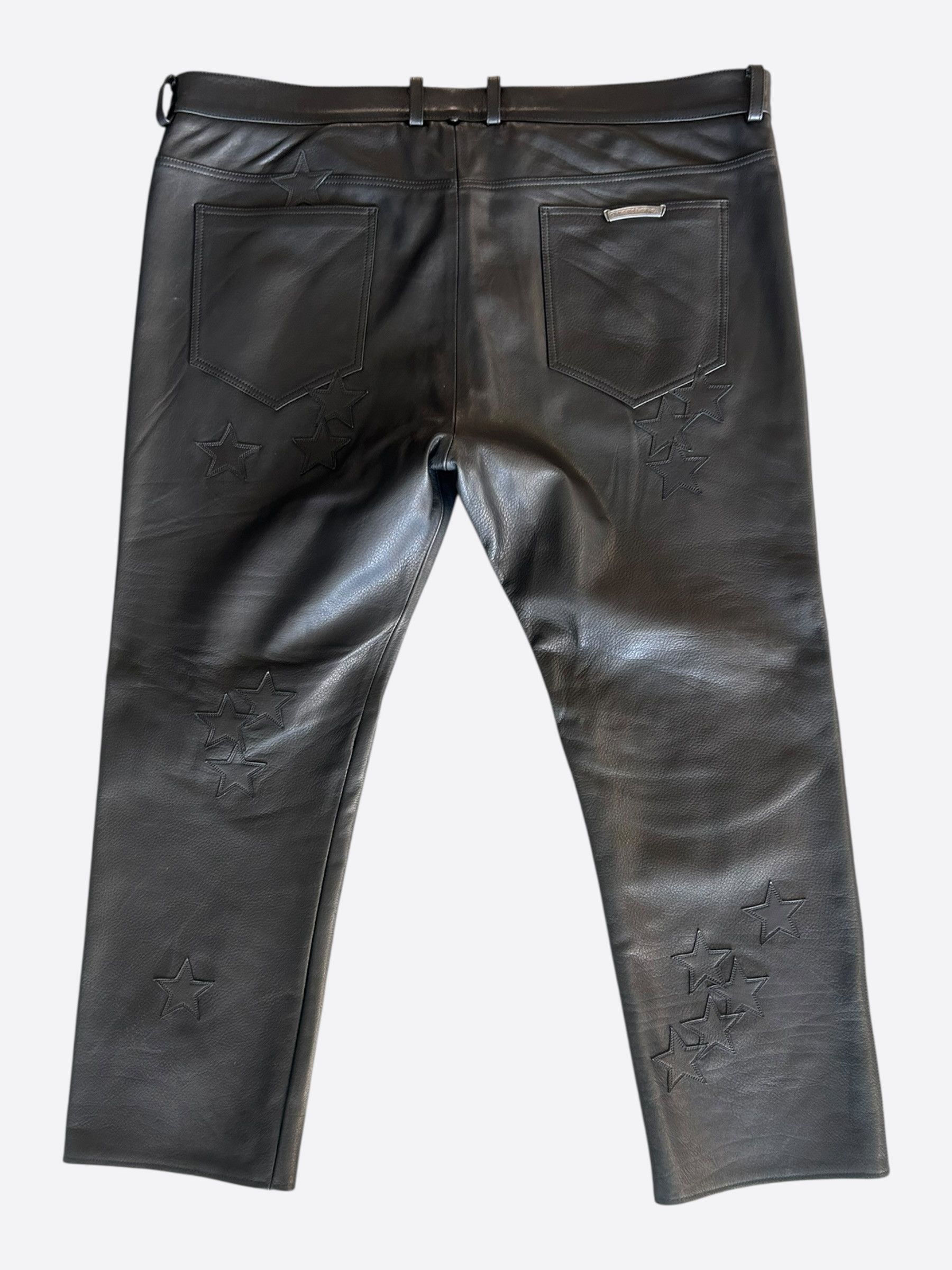 Chrome Hearts Chrome Hearts Black Star Patch Leather Pants Size US 44 / EU 60 - 2 Thumbnail