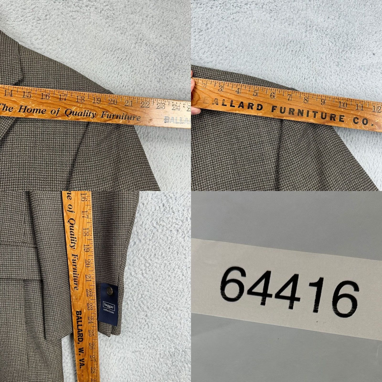 Haggar Haggar Sport Coat Blazer Men 42L Brown Wool Blend 2 Front Button Flap Pocket NEW Size 42R - 9 Thumbnail