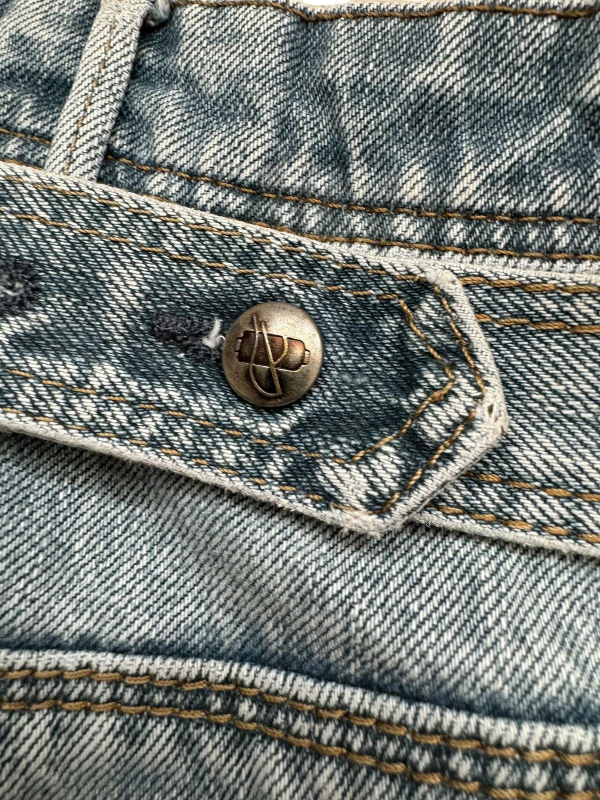 If Six Was Nine Vintage Zara Buckle Back Faded Distressed Jeans Size US 33 - 12 Thumbnail