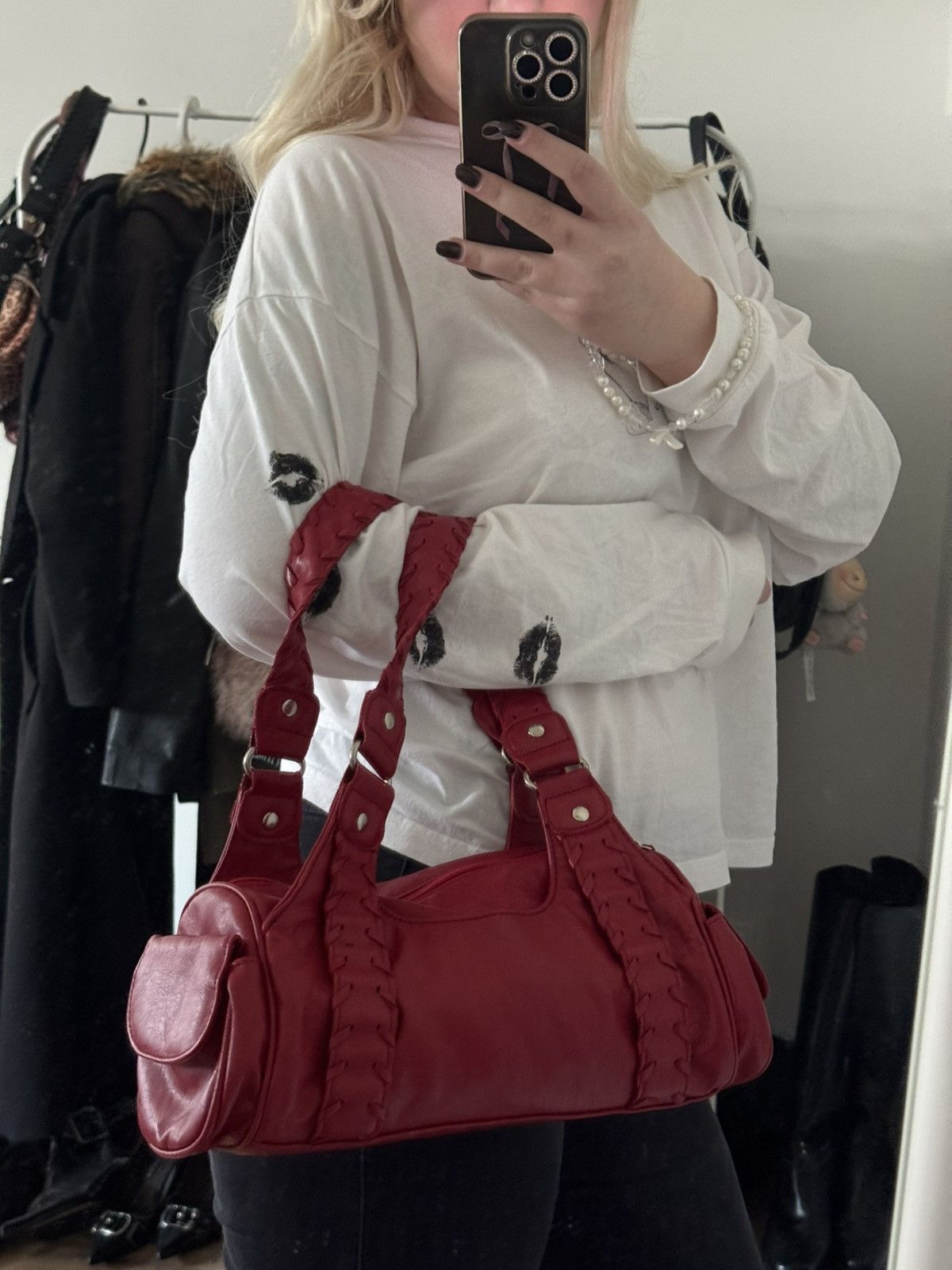 NEXT Vintage burgundy leather shoulder bag with braided straps Size ONE SIZE - 2 Thumbnail
