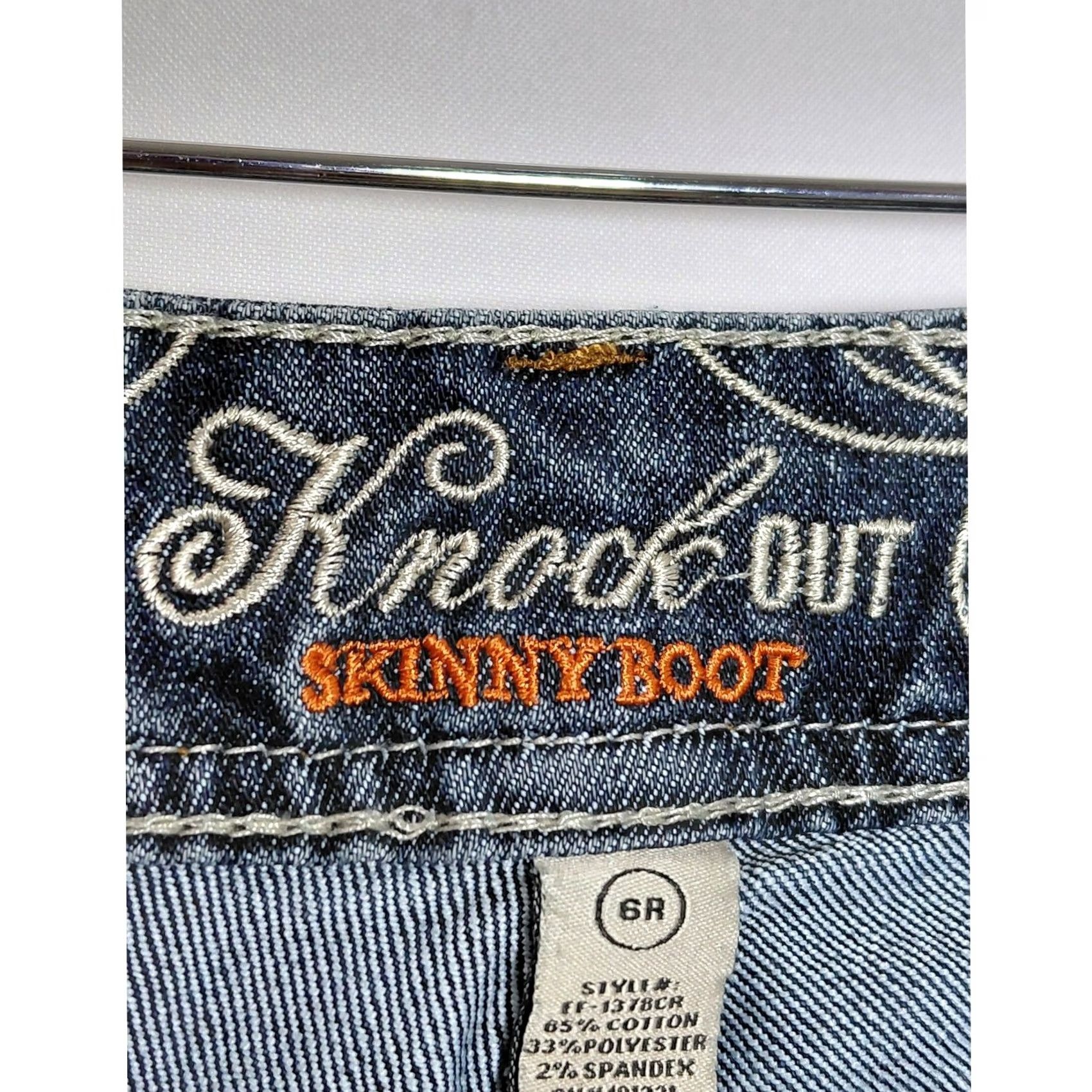 Vintage Refuge Uge Knockout Skinny Boot Jeans Blue Solid Denim Women Size 6 Size 28" / US 6 / IT 42 - 7 Thumbnail