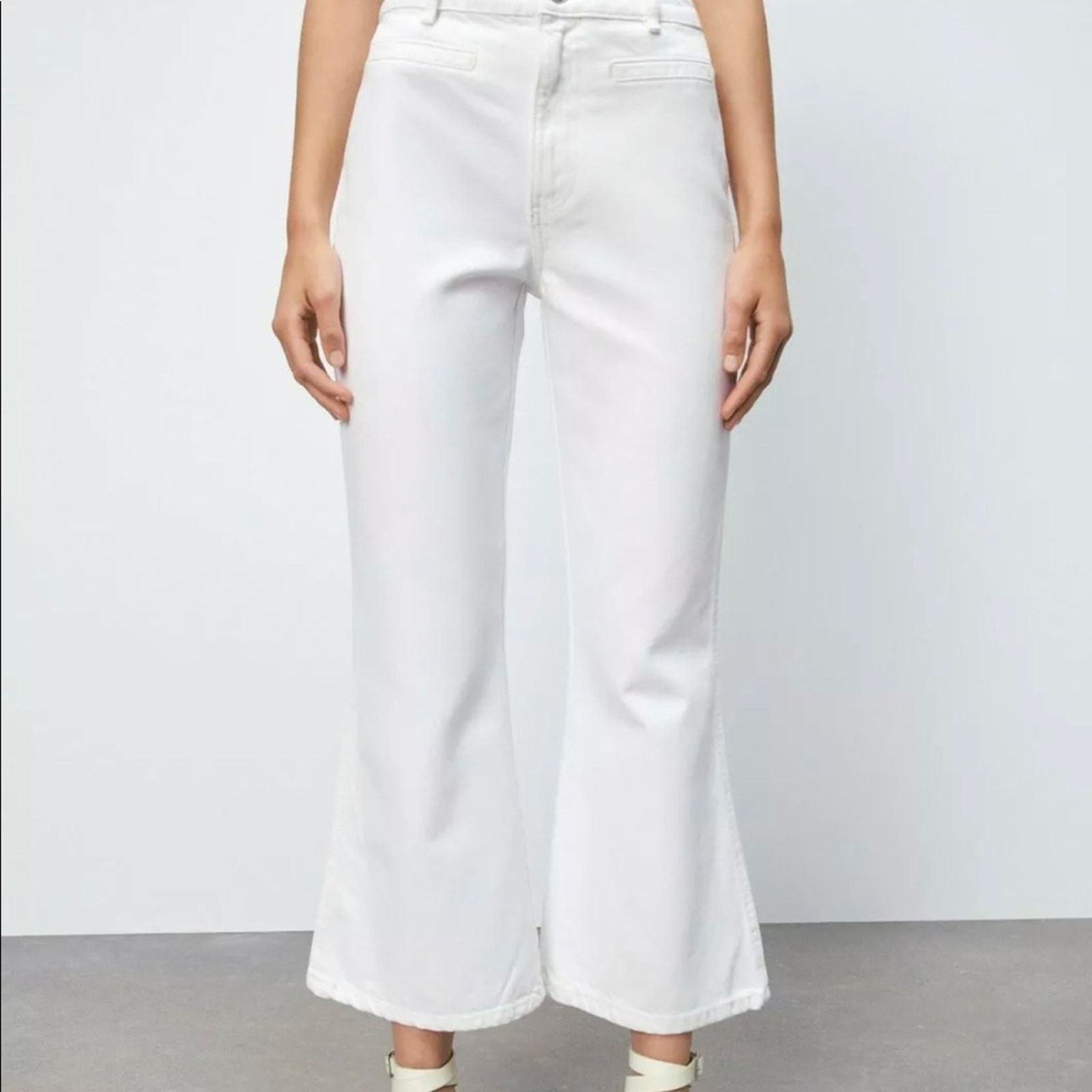 Zara ZARA FLARED PANTS OYSTER WHITE Size 30" / US 8 / IT 44 - 5 Thumbnail