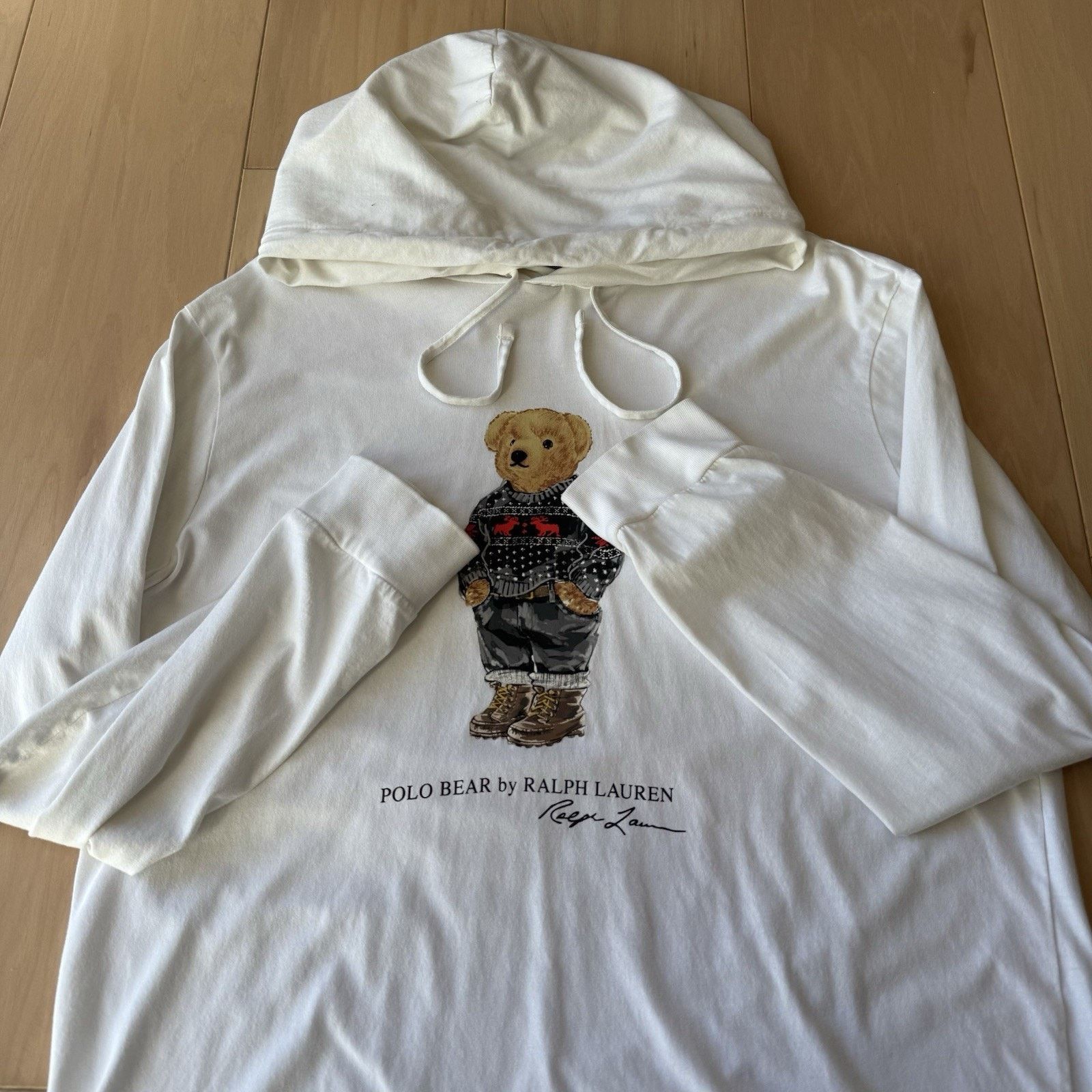 Polo Ralph Lauren Polo Bear By Ralph Lauren Hooded Shirt L White Long Sleeve Size US L / EU 52-54 / 3 - 4 Thumbnail