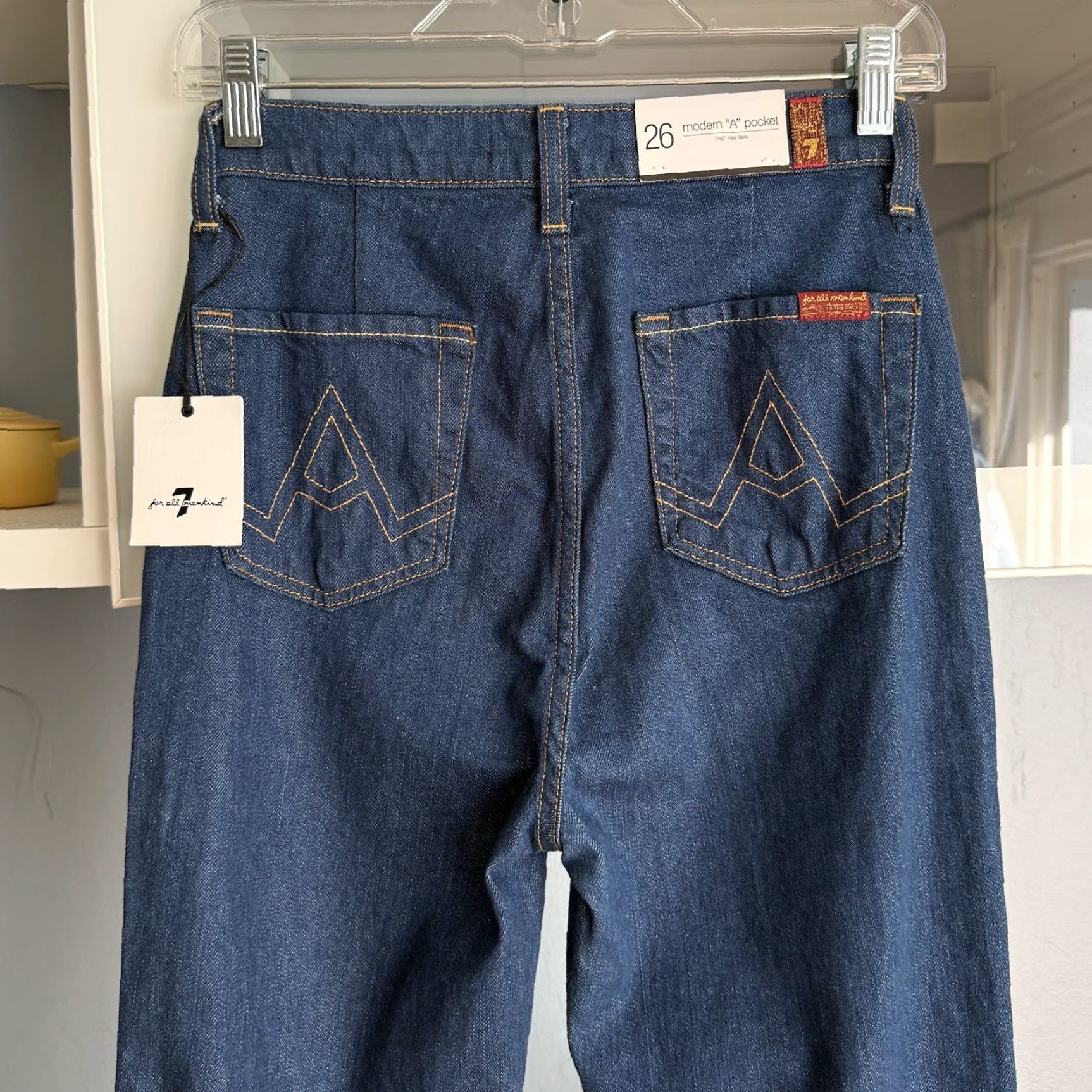 7 For All Mankind VINTAGE 7 FOR ALL MANKIND High Rise Flare Jeans A Pocket 26 Blue Women 7 For All Mankind Jeans Limited Ed. Capsule Collection 90s? Size 26" / US 2 / IT 38 - 5 Thumbnail