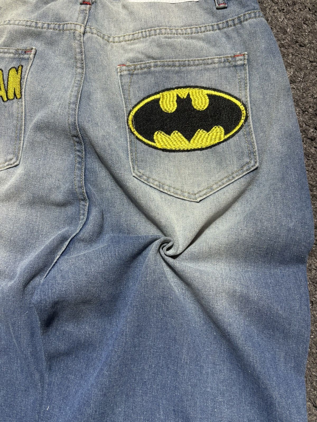 Jean × Vintage Vintage wide leg rare batman embroidered blue baggy jeans Size US 34 / EU 50 - 20 Thumbnail